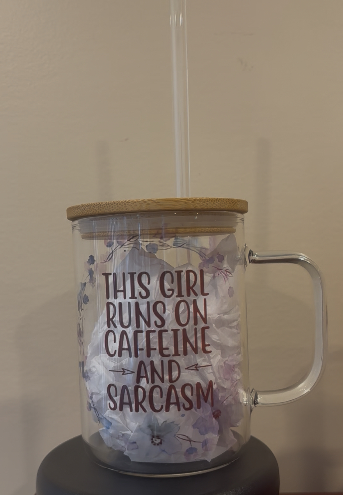 Glass Mug with Lid Straw