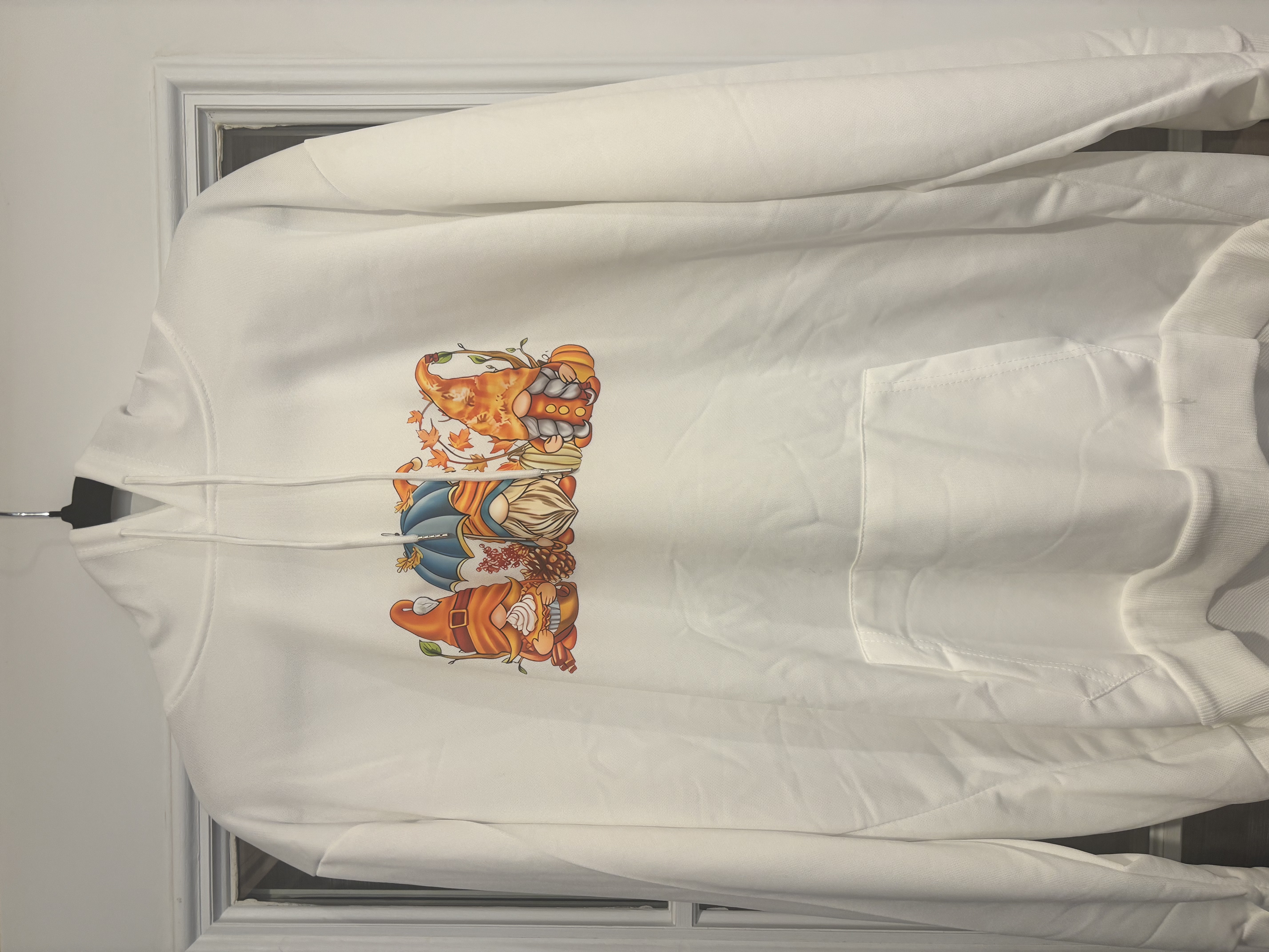 White Shirt with Colorful Gnome Print