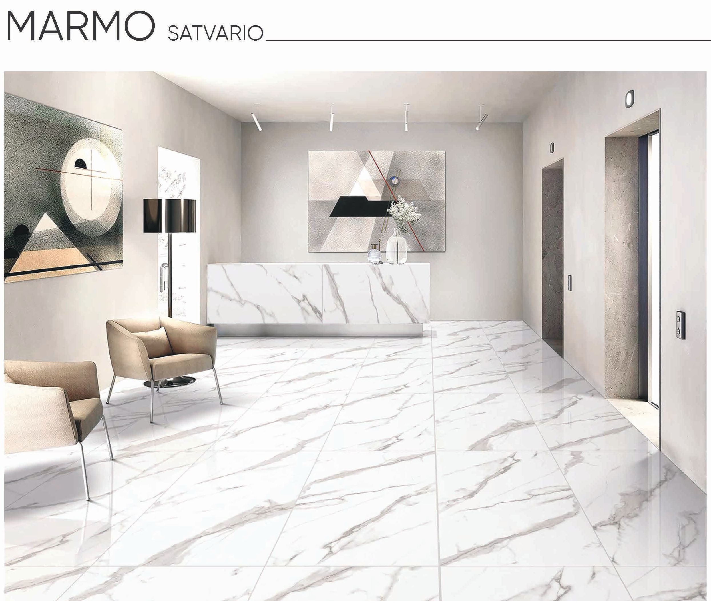 Marmo Statuario 24x48 Porcelain Tile – White Marble Look, Glossy Finish, Durable & Low Maintenance