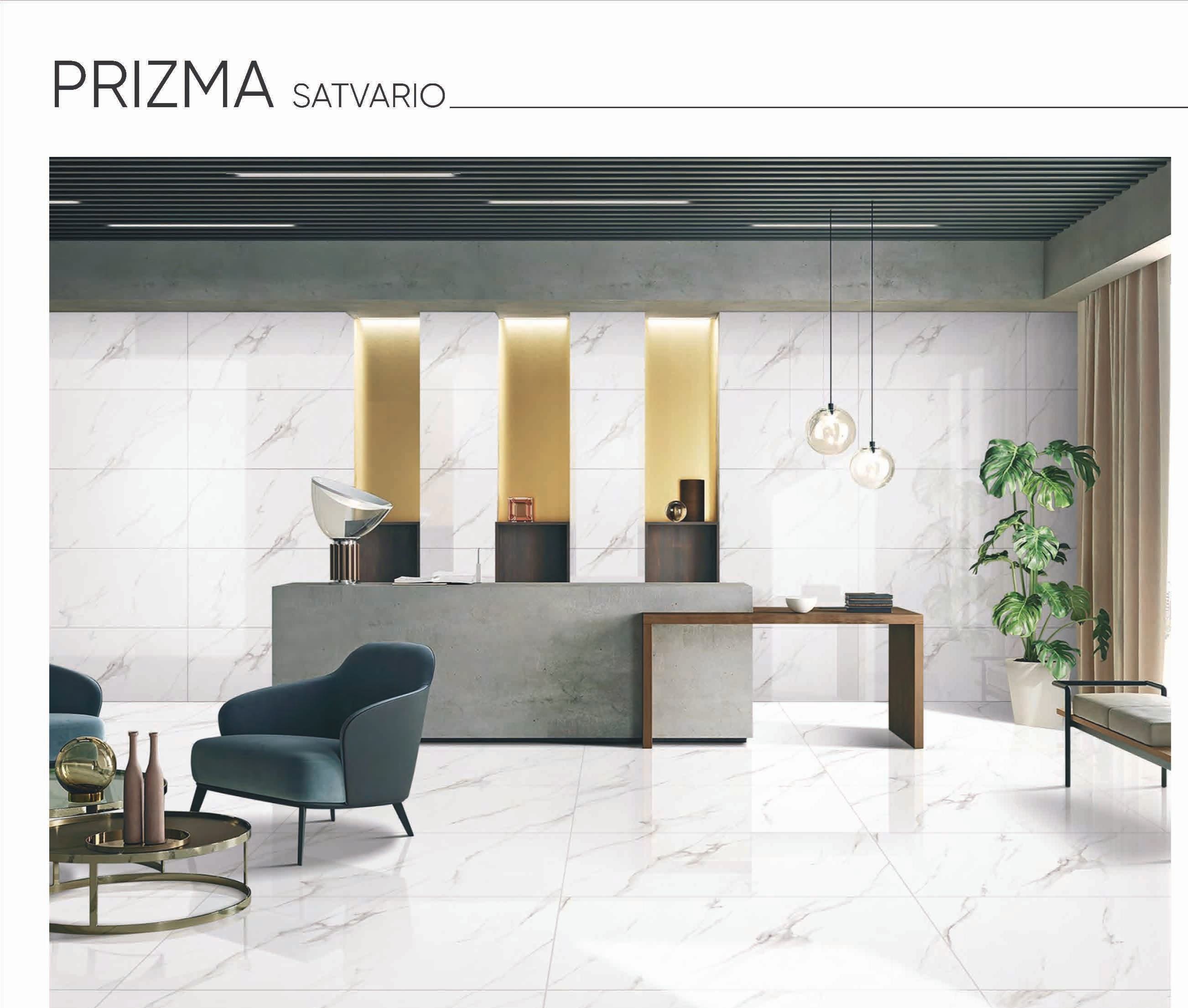 Prizma Satvario 24x48 Porcelain Tile – White Marble Look with Crystal Veins, Glossy Finish