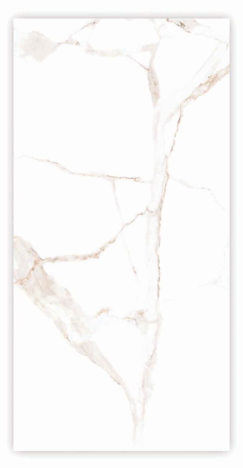 Marble White 24x48 Porcelain Tile – Elegant White Stone Look with Light Beige Veining, Glossy Finish