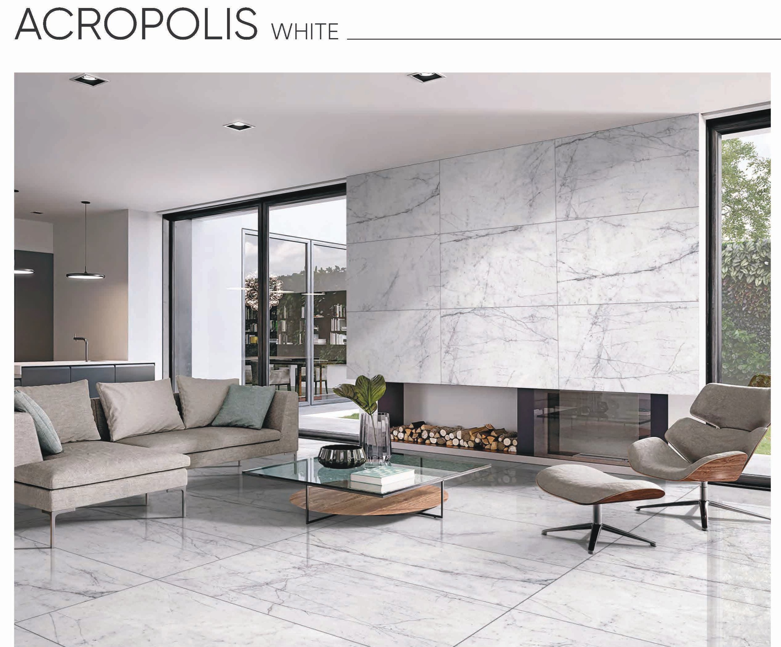 Acropolis White 24x48 Porcelain Tile – Polished Stone Look with Natural Grey Veining