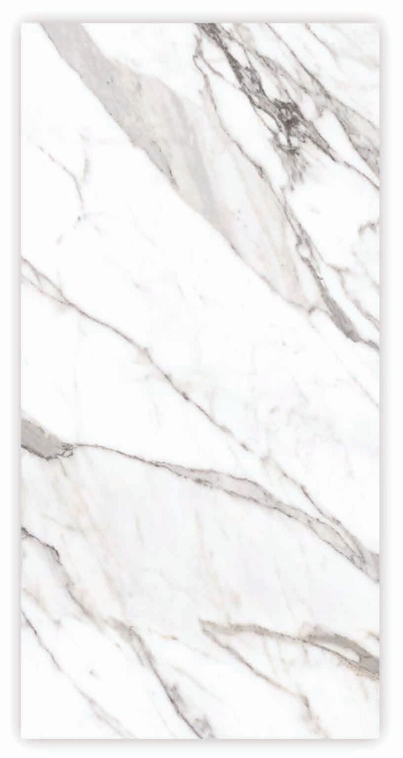 Calcutta Venato 24x48 Porcelain Tile – Classic White Marble Look with Soft Grey Veins, Glossy Finish