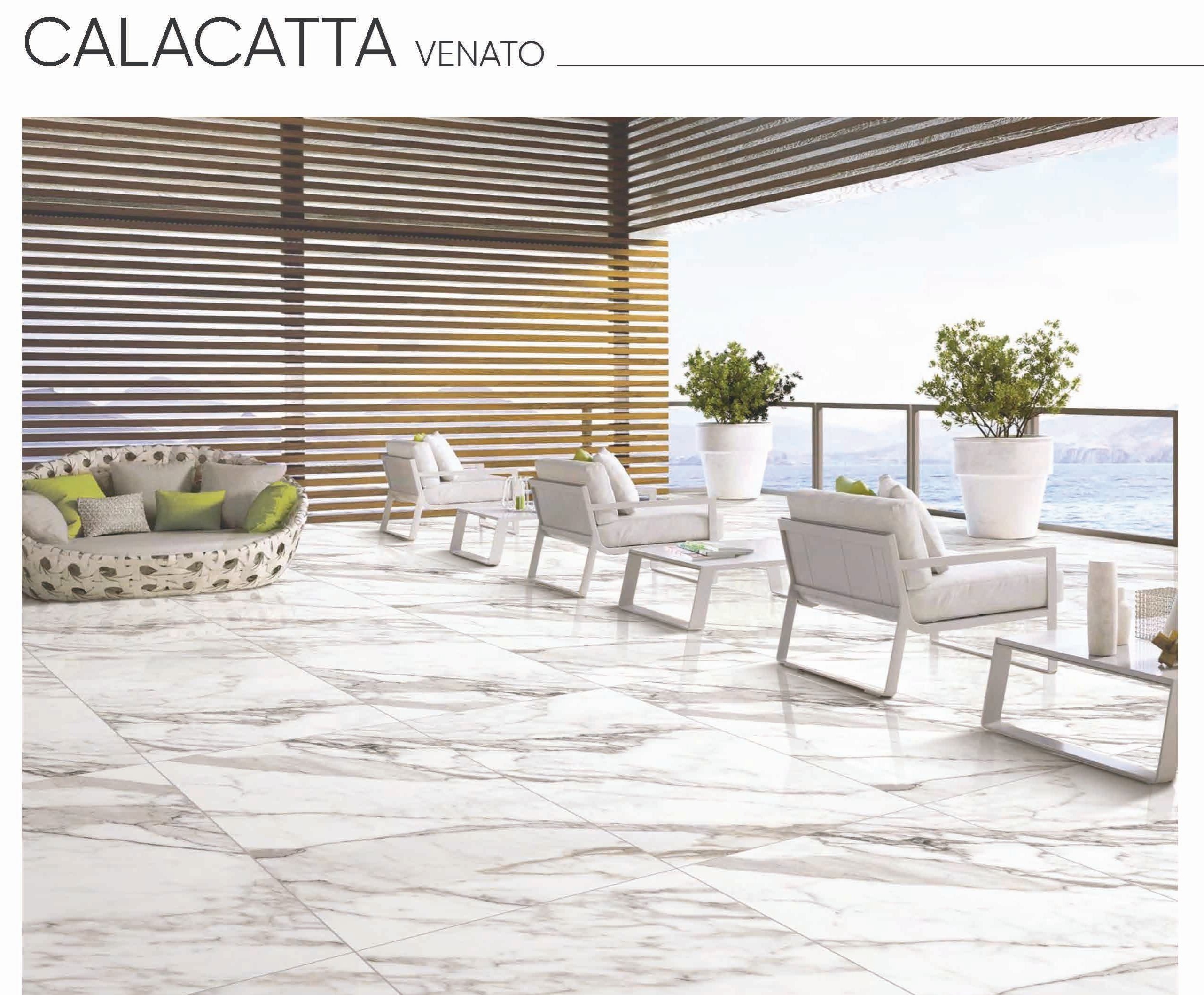 Calcutta Venato 24x48 Porcelain Tile – Classic White Marble Look with Soft Grey Veins, Glossy Finish