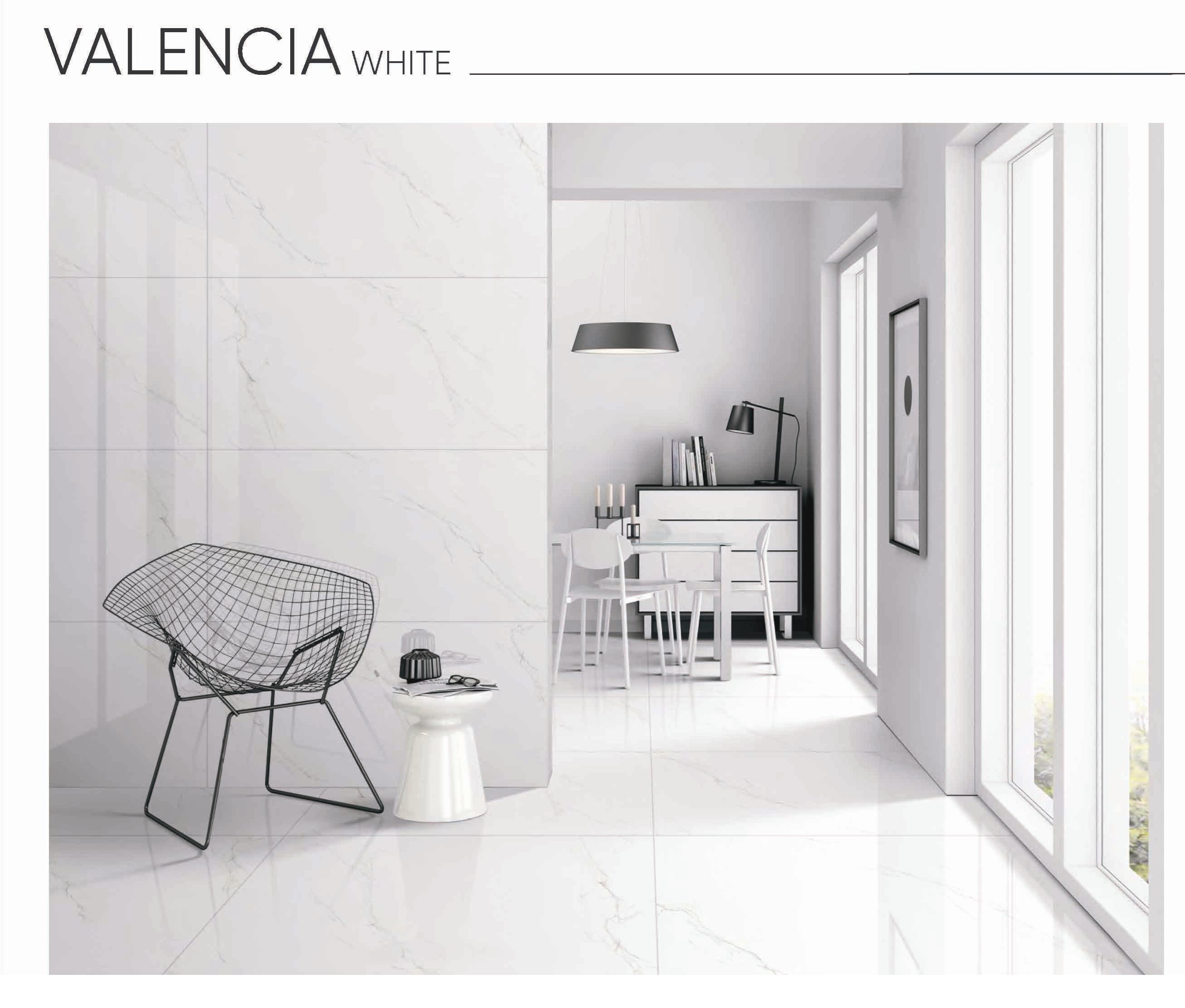 Valencia White 24x48 Porcelain Tile – Modern White Marble Look with Light Veining, Polished Finish