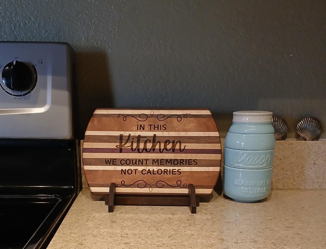 Handcrafted Laser-Engraved Cutting Board with Stand