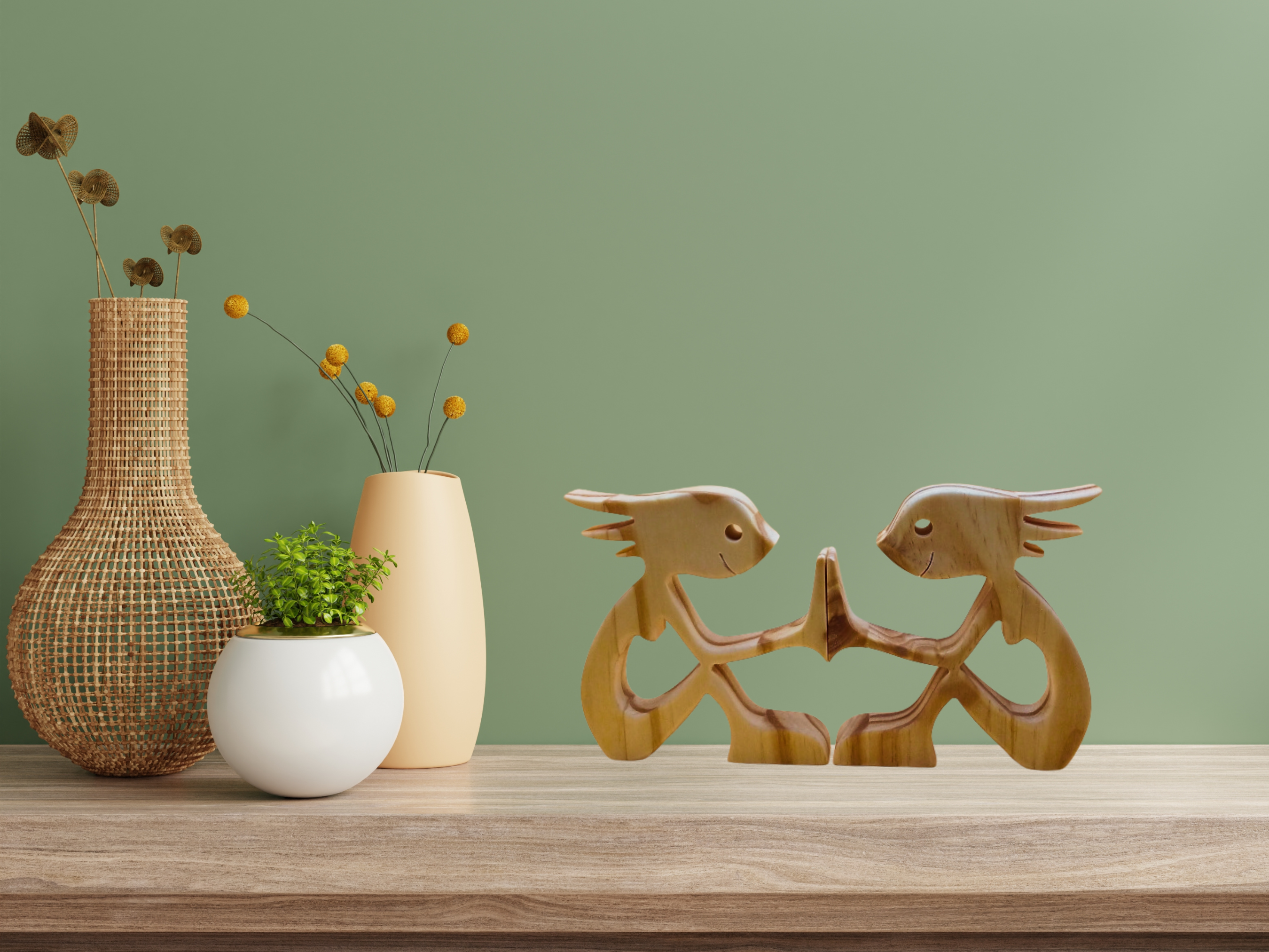 Natural Wood LGBTQ+ Love Figurine