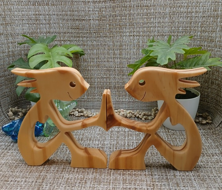 Natural Wood LGBTQ+ Love Figurine