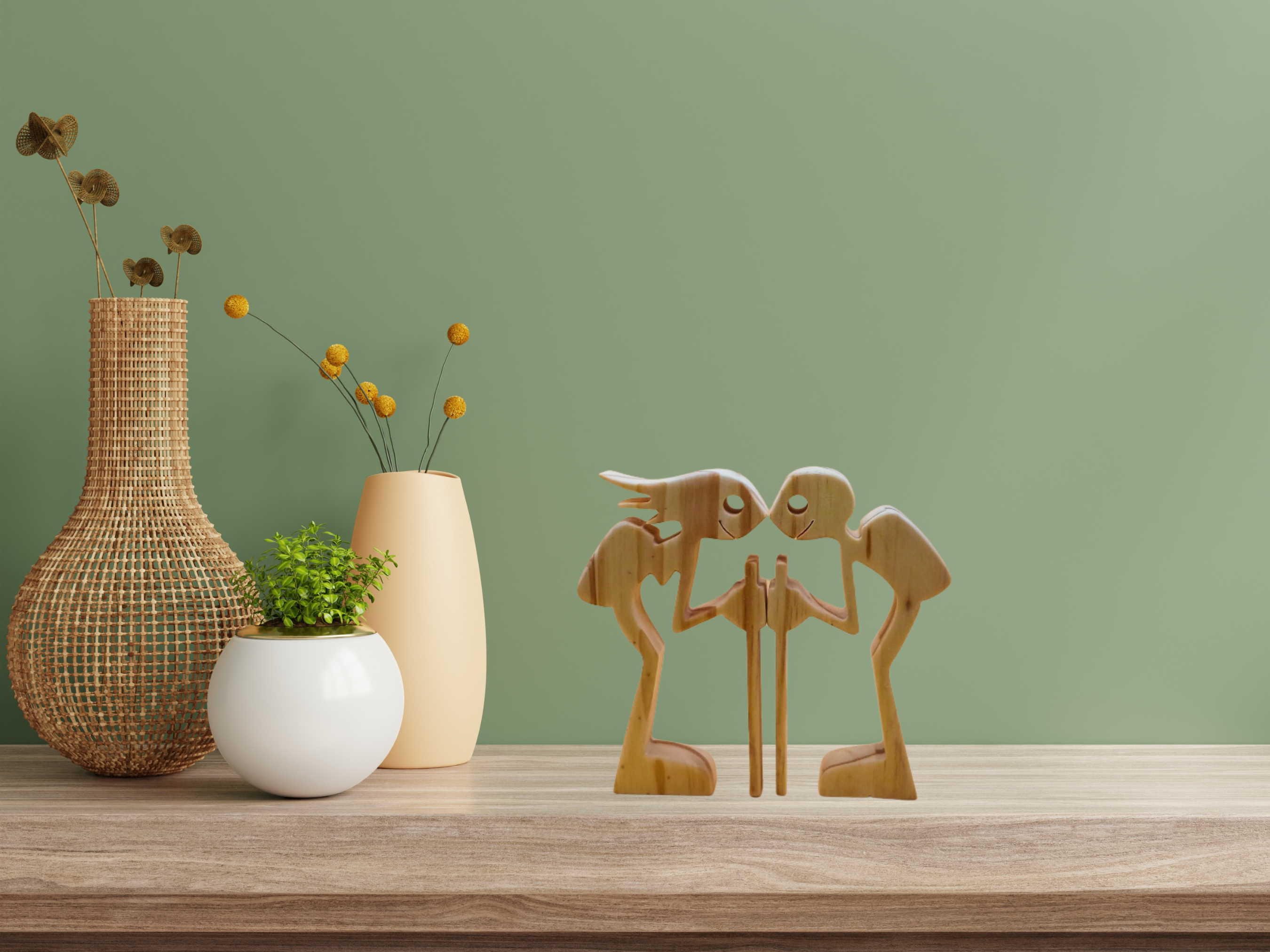 Handcrafted Wooden Hiker Figurines - Set of 2