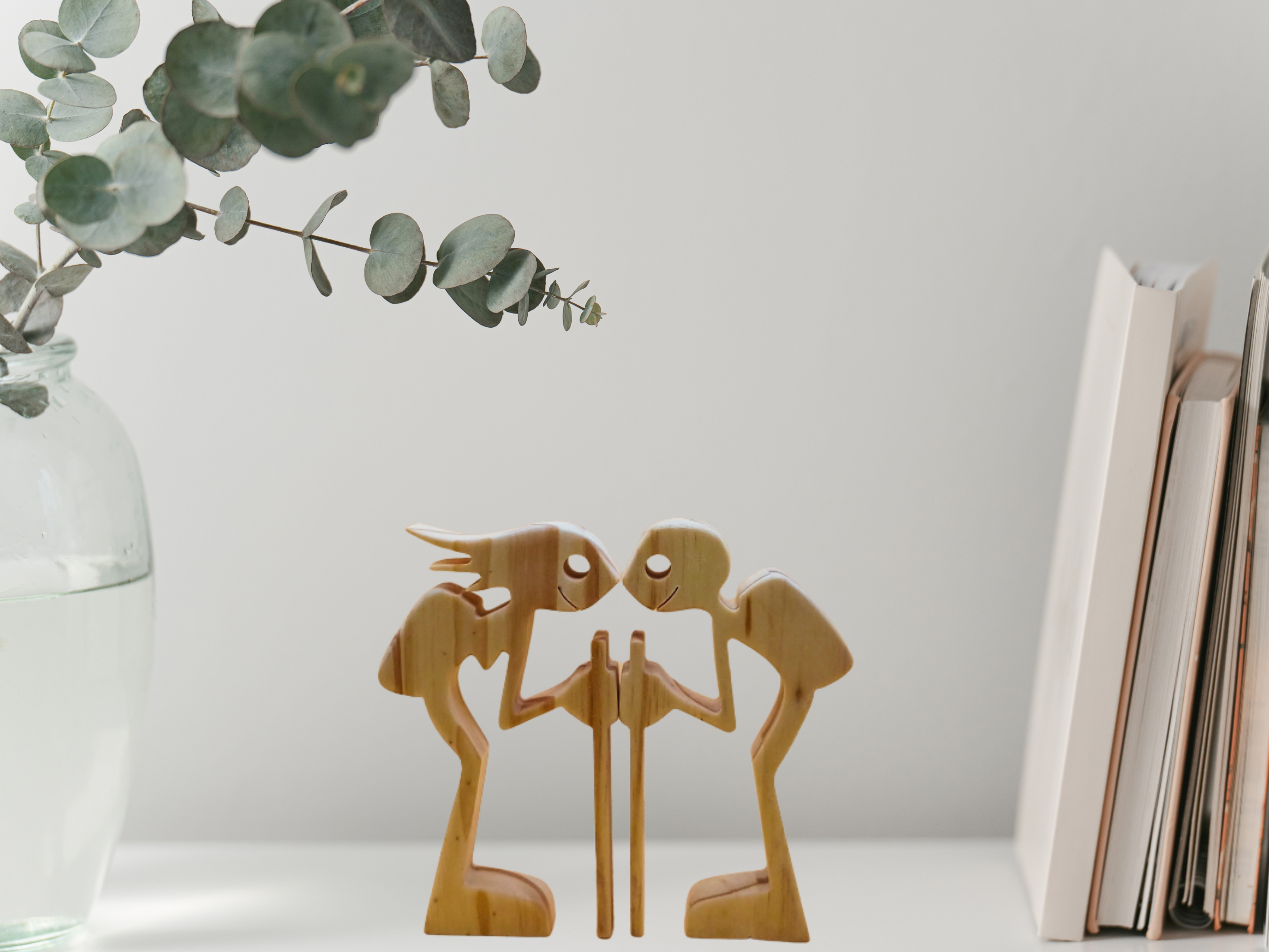 Handcrafted Wooden Hiker Figurines - Set of 2