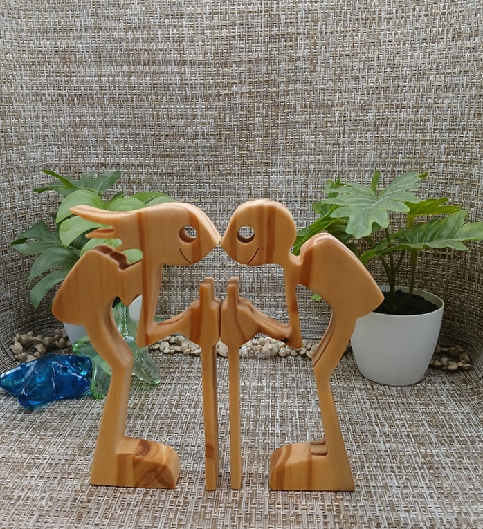 Handcrafted Wooden Hiker Figurines - Set of 2