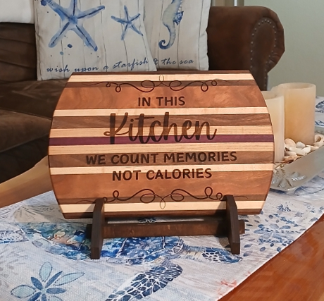 Handcrafted Laser-Engraved Cutting Board with Stand