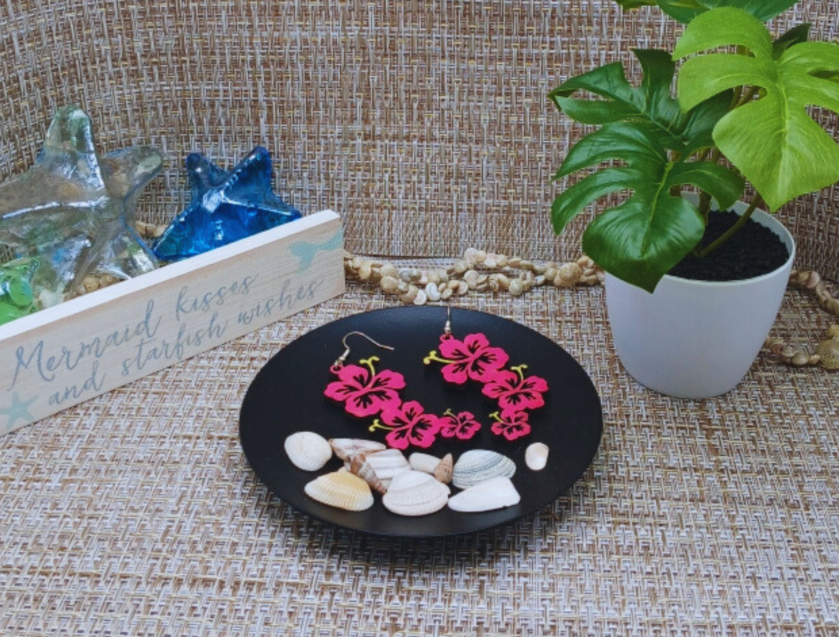 Hibiscus Dangle Earrings