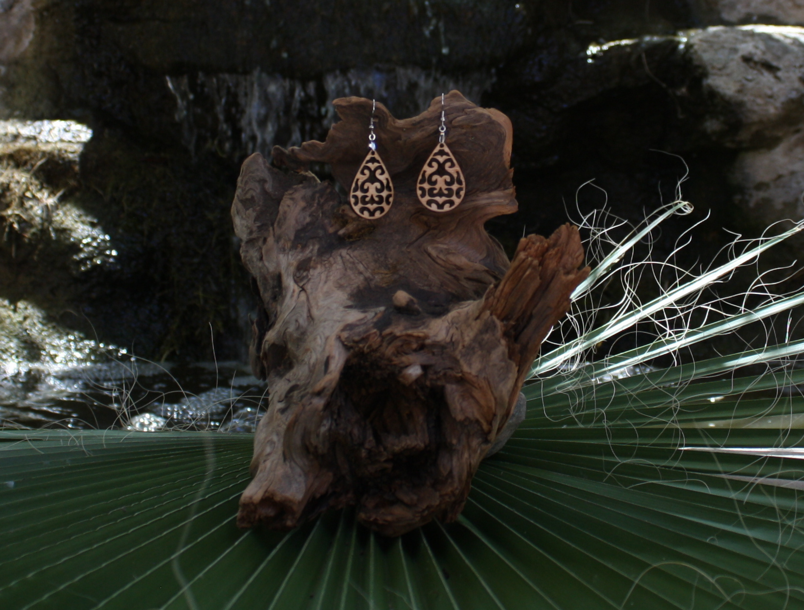 Wooden Teardrop Dangle Earrings 