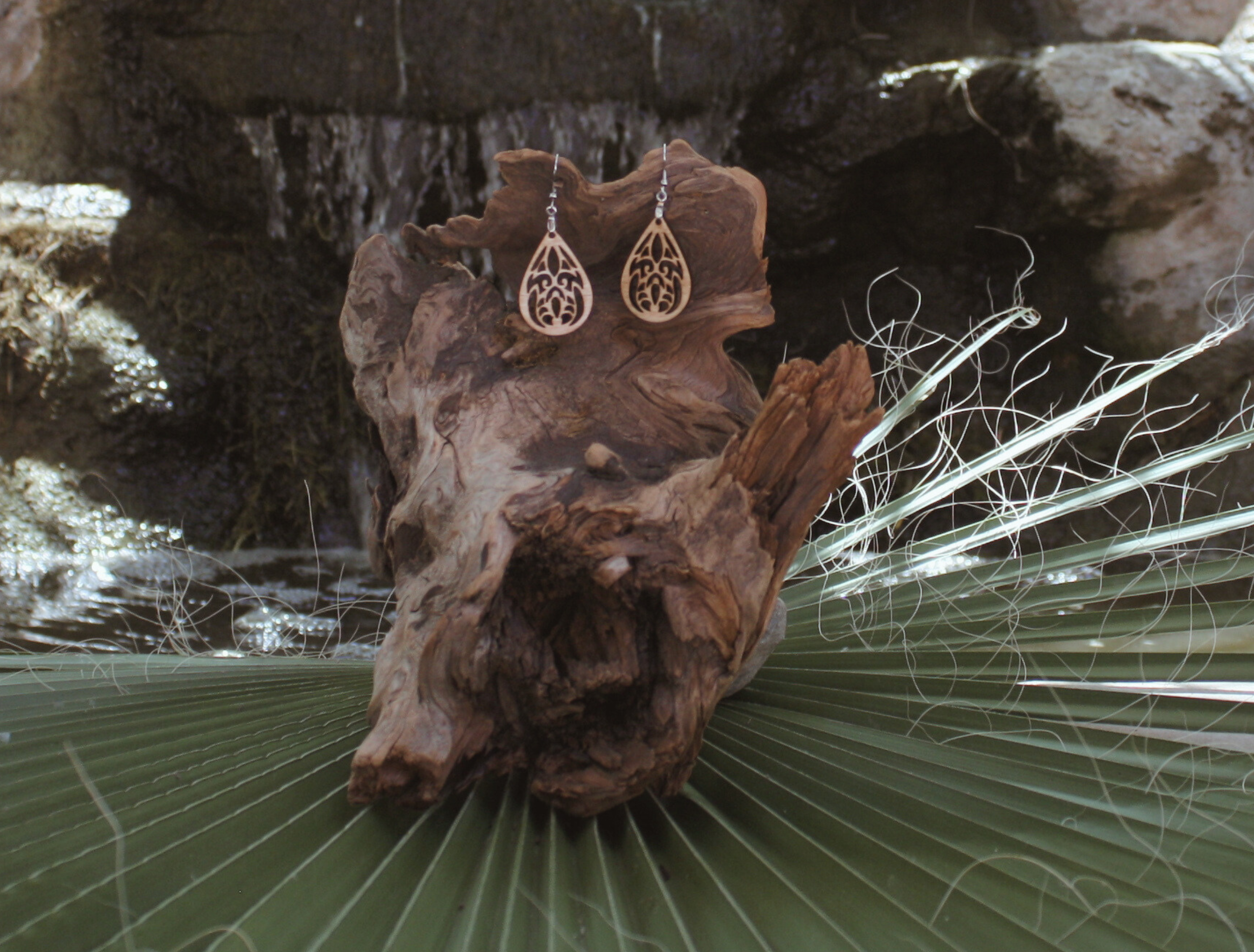 Wooden Teardrop Dangle Earrings