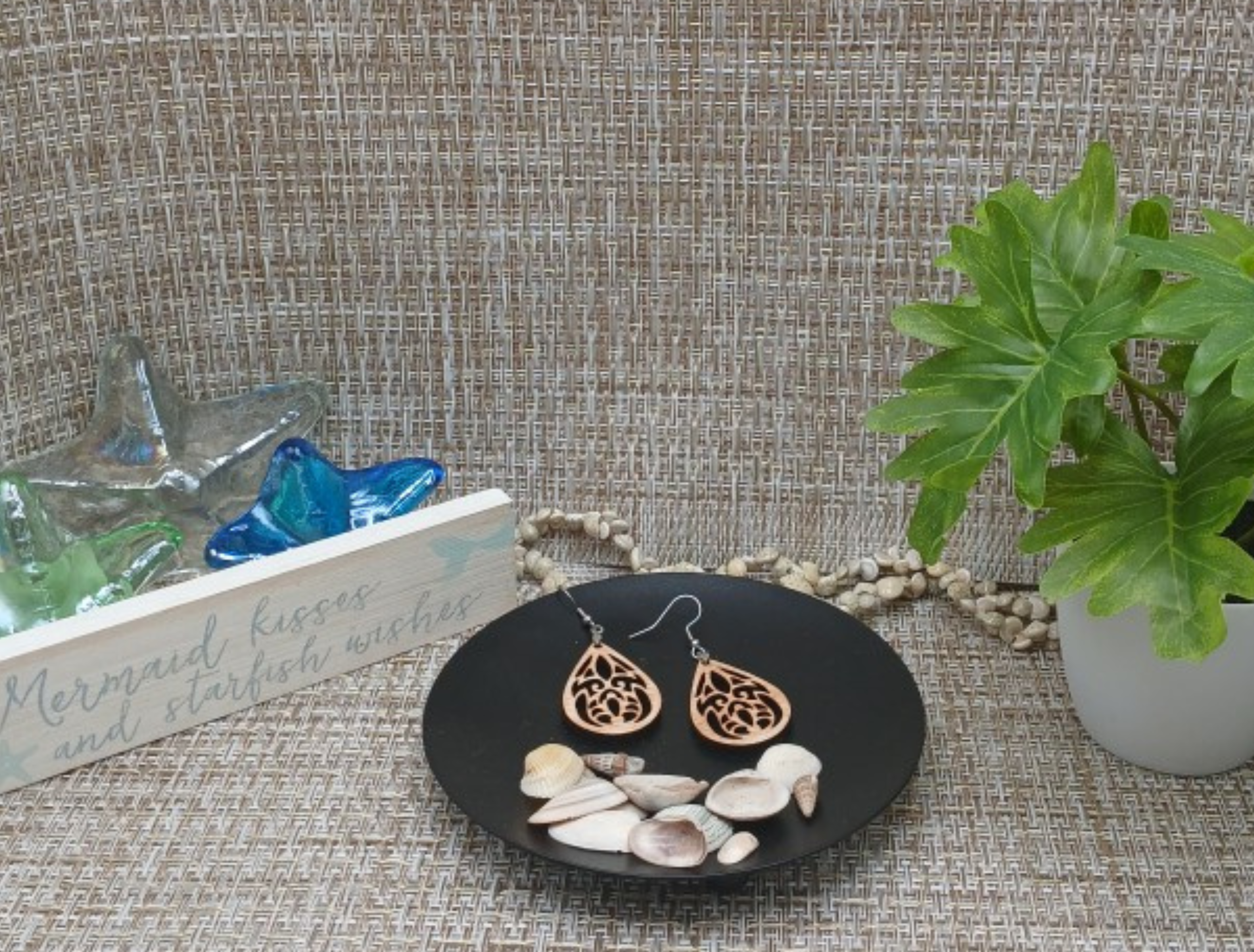 Wooden Teardrop Dangle Earrings