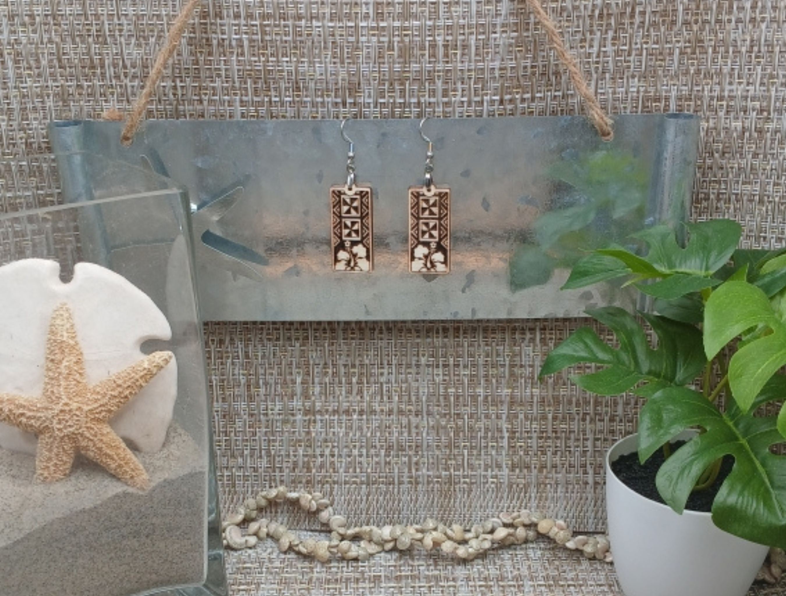 Tribal Hibiscus Earrings 