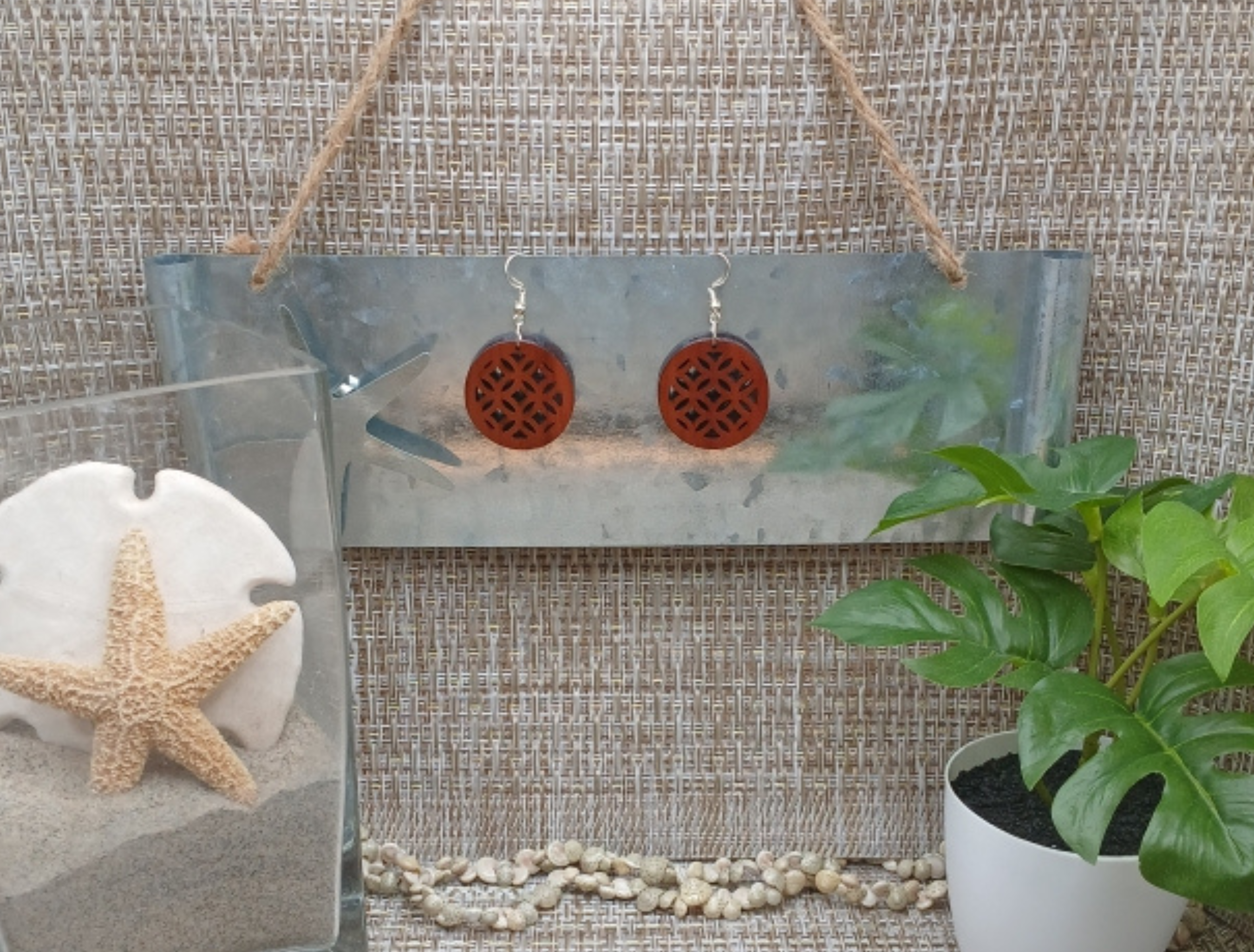 Round Geometric Dangle Earrings
