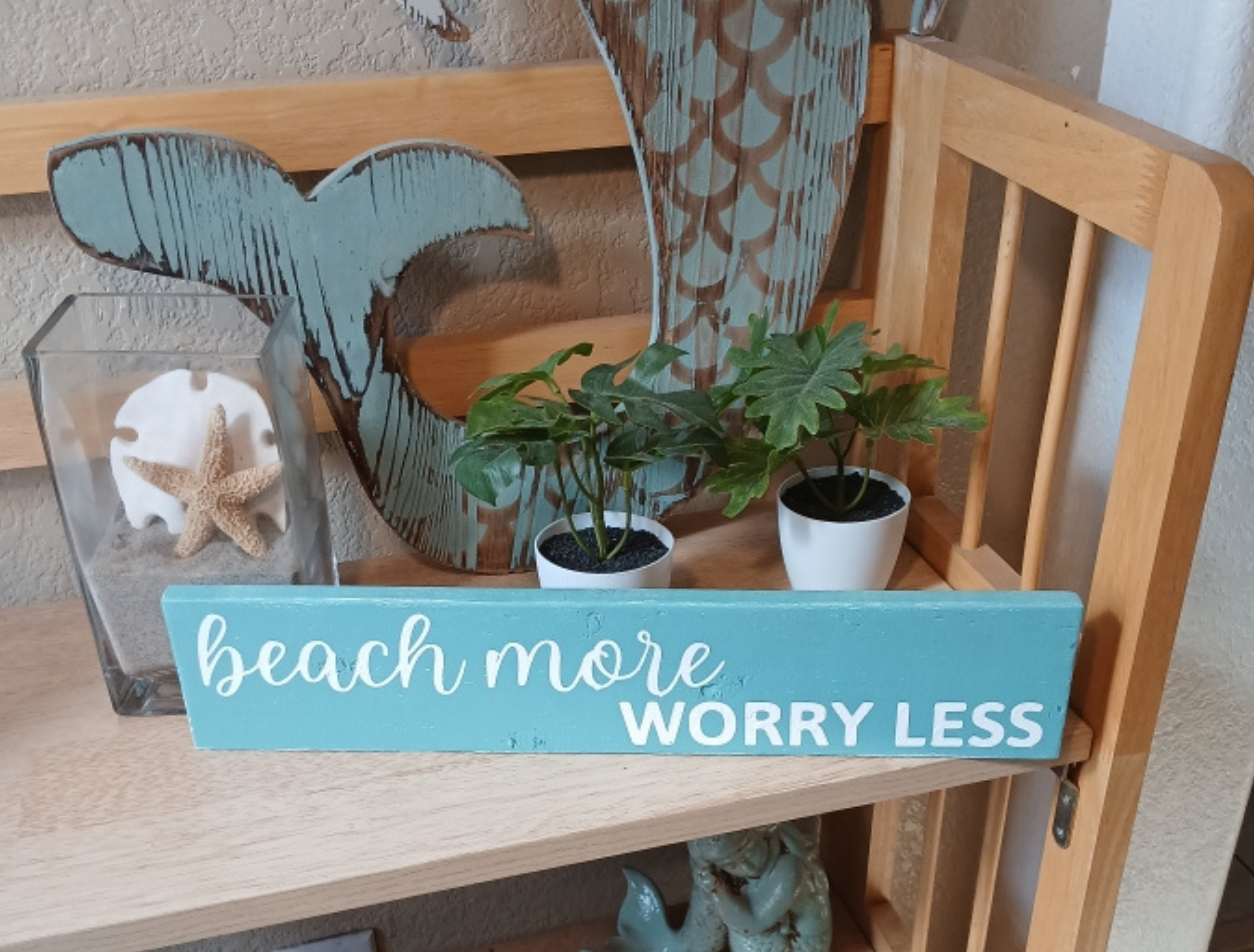 Beach More Worry Less Wood Sign