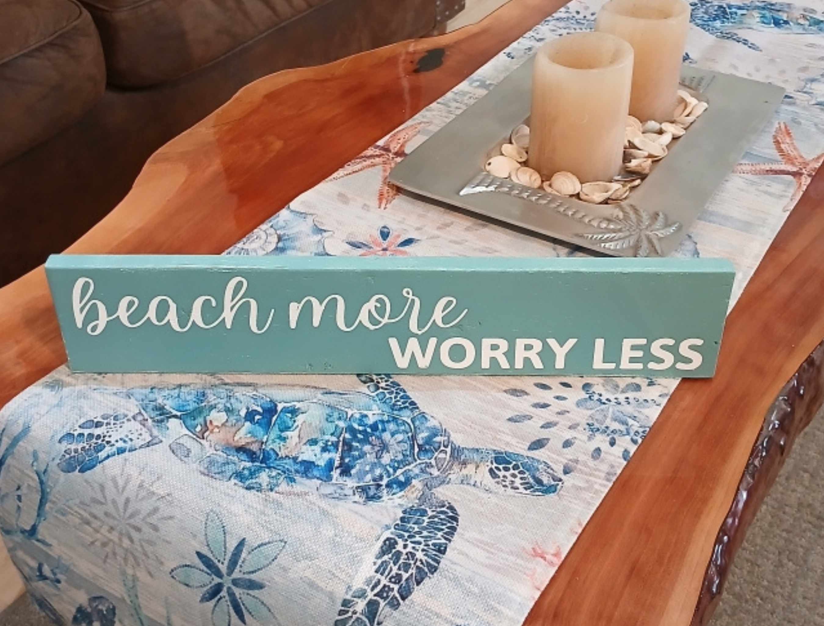 Beach More Worry Less Wood Sign