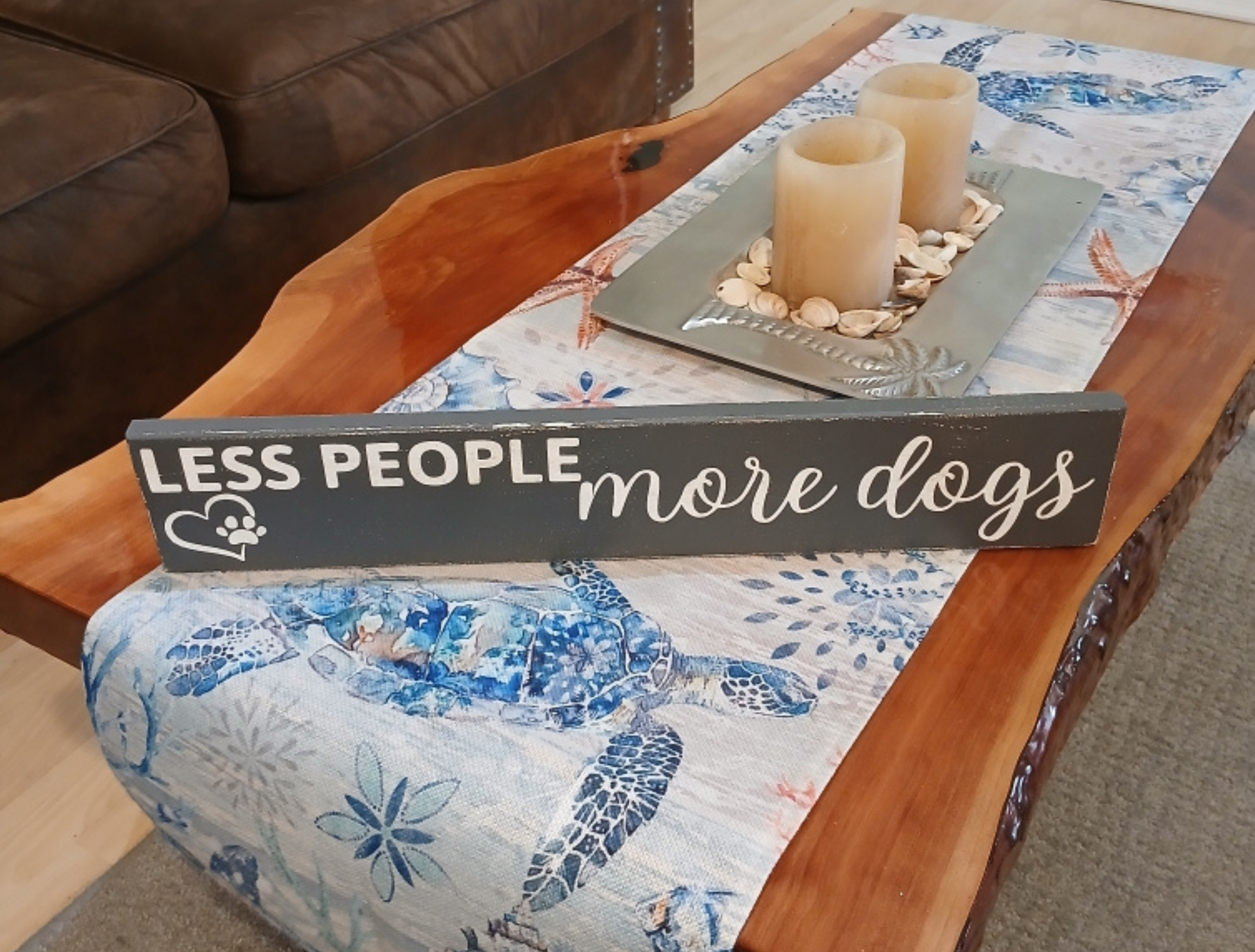Less People More Dogs Wood Sign
