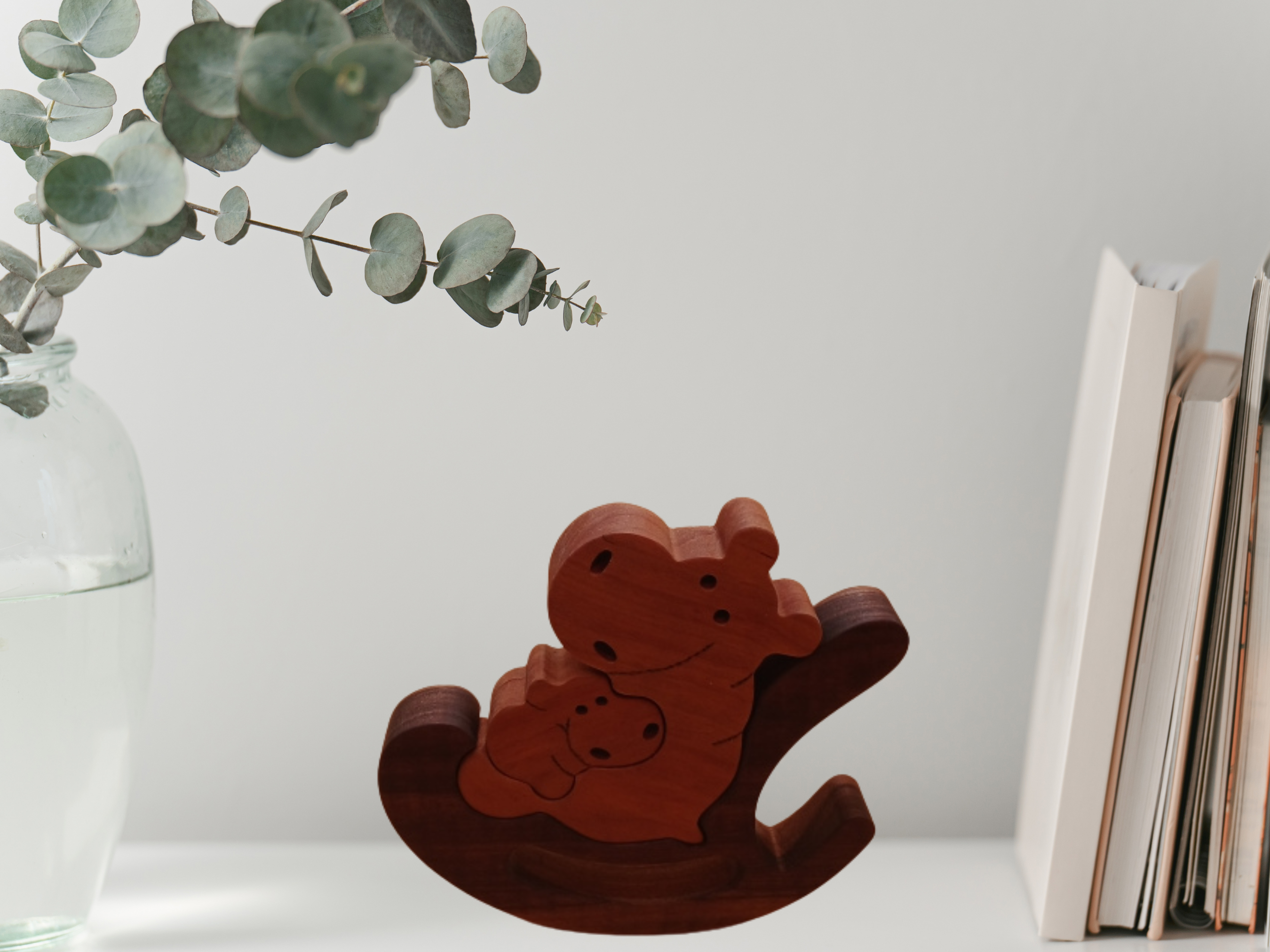 Handmade Wooden Rocking Hippo