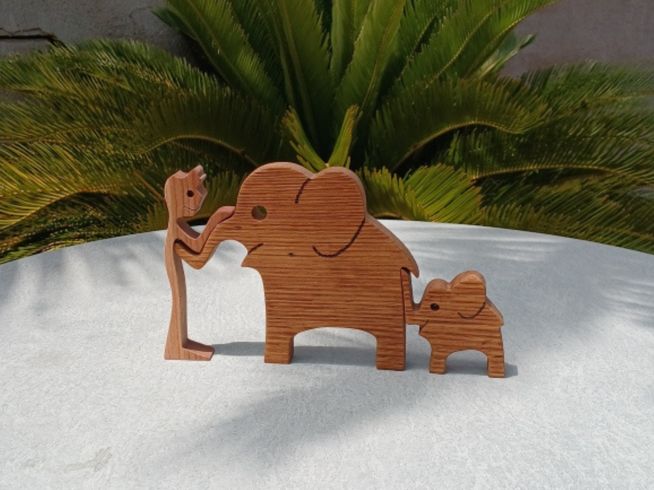 Handcrafted Wooden Elephant Family Figurines
