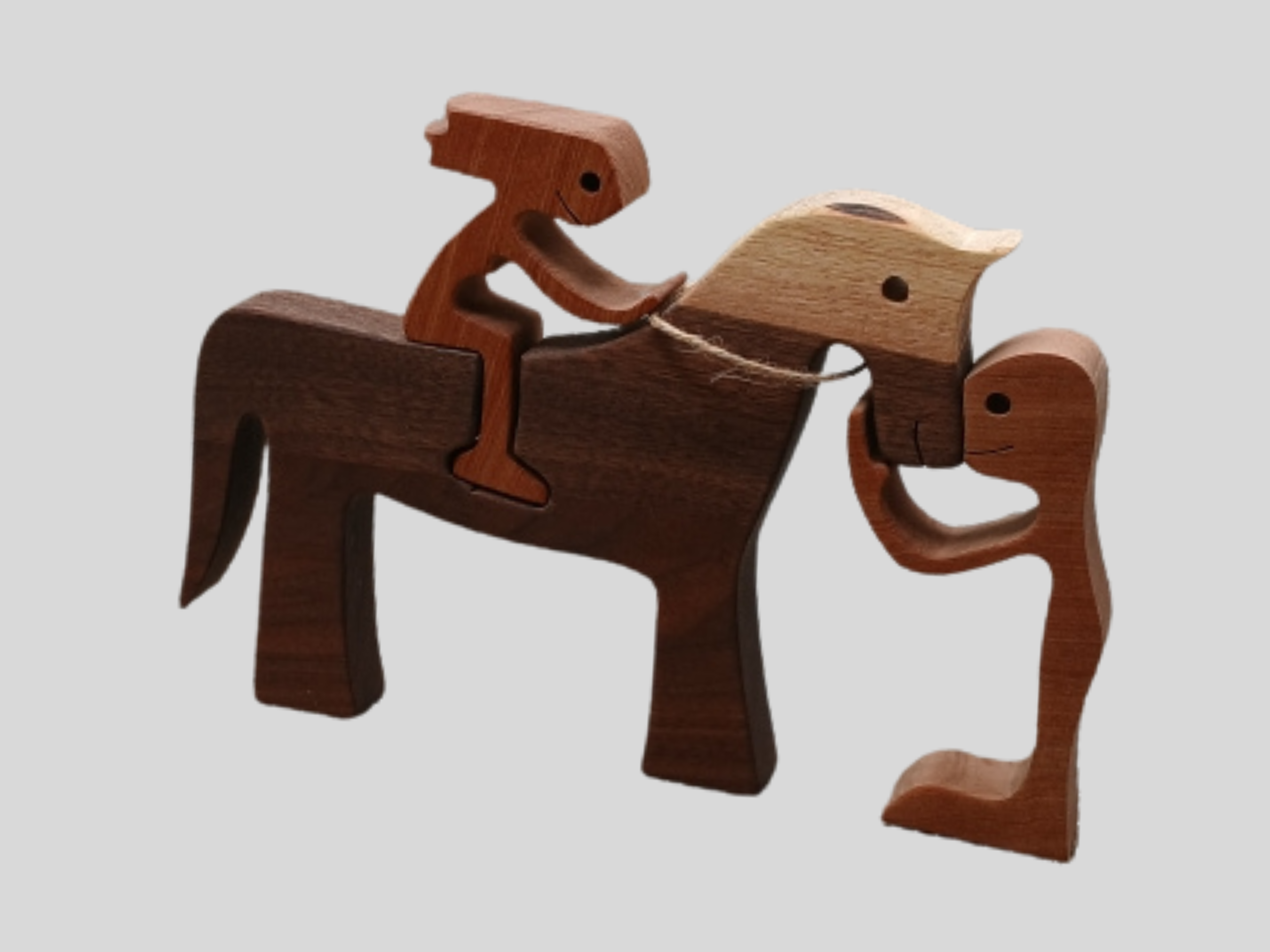 Handcrafted Wooden Horse & Rider