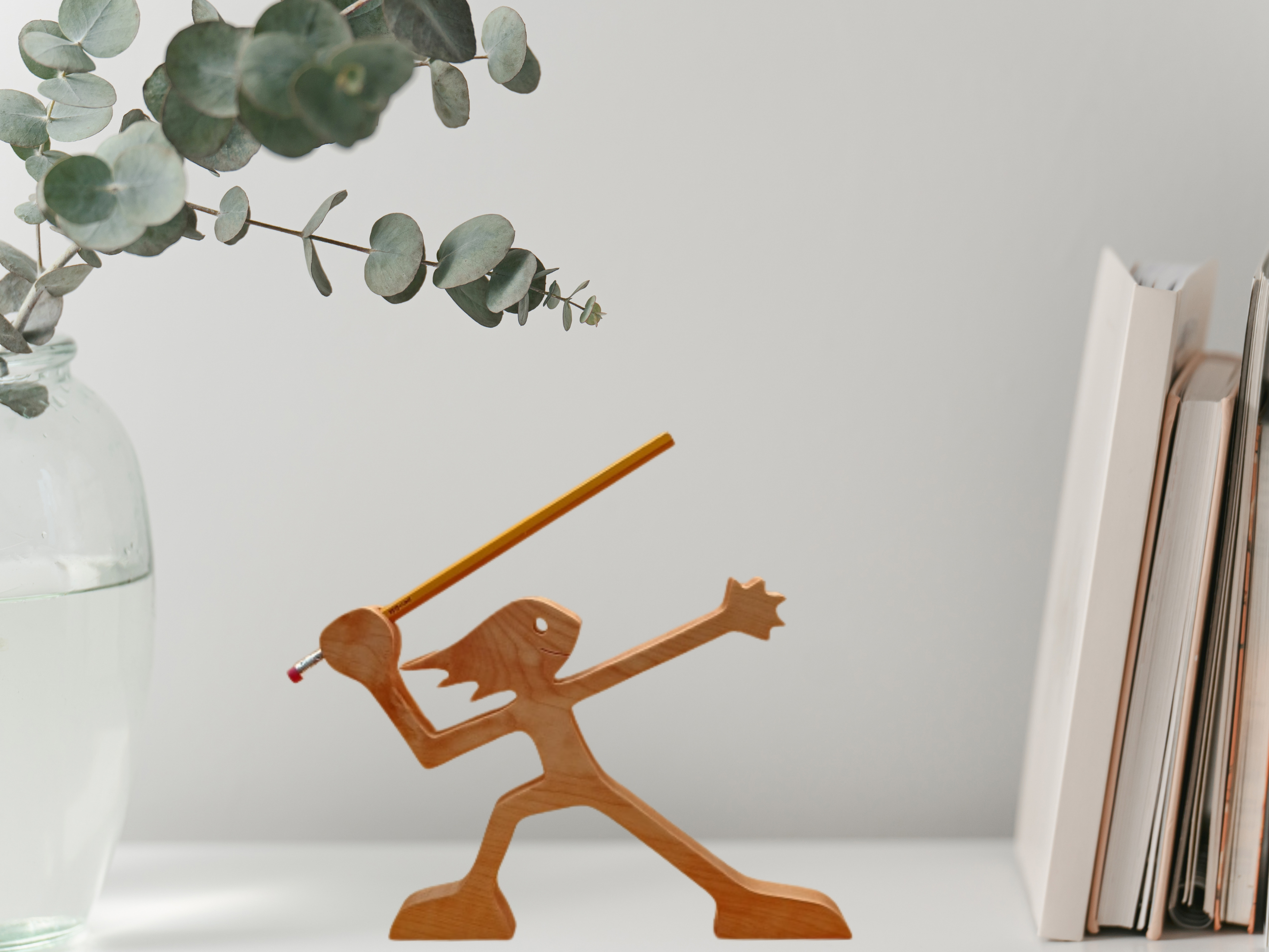 Handcrafted Female Javelin Thrower Wood Figurine