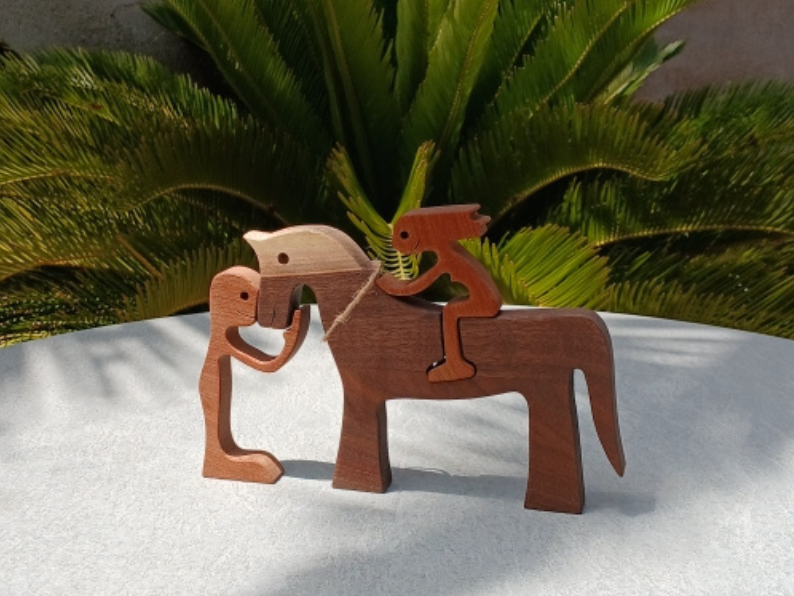 Handcrafted Wooden Horse & Rider