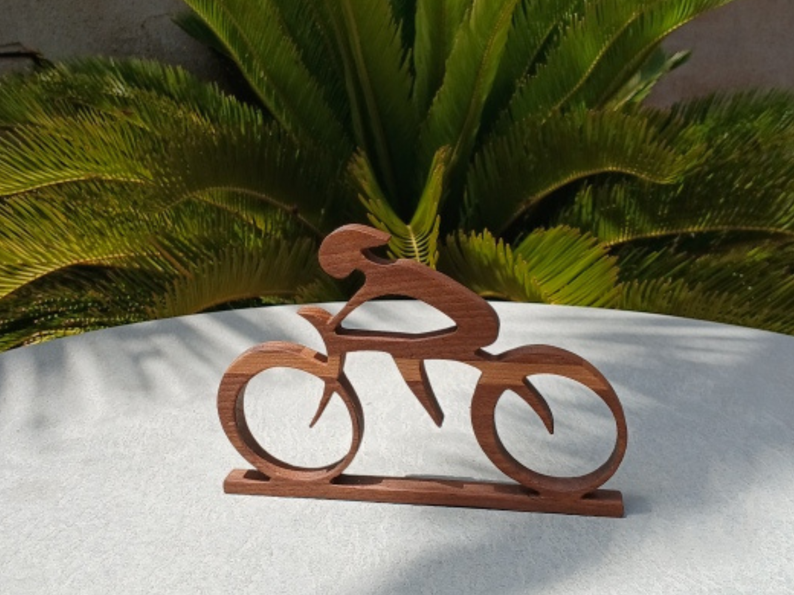 Wooden Cyclist Silhouette
