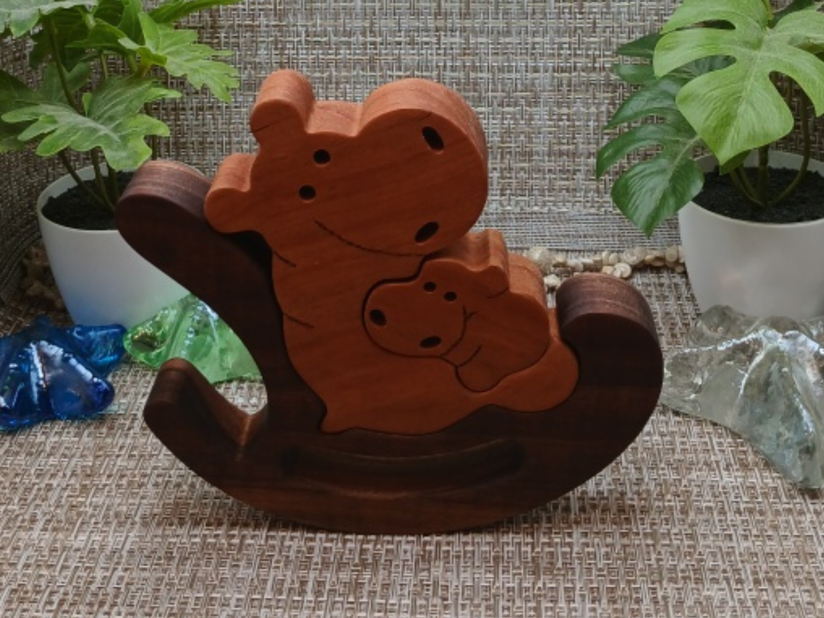 Handmade Wooden Rocking Hippo