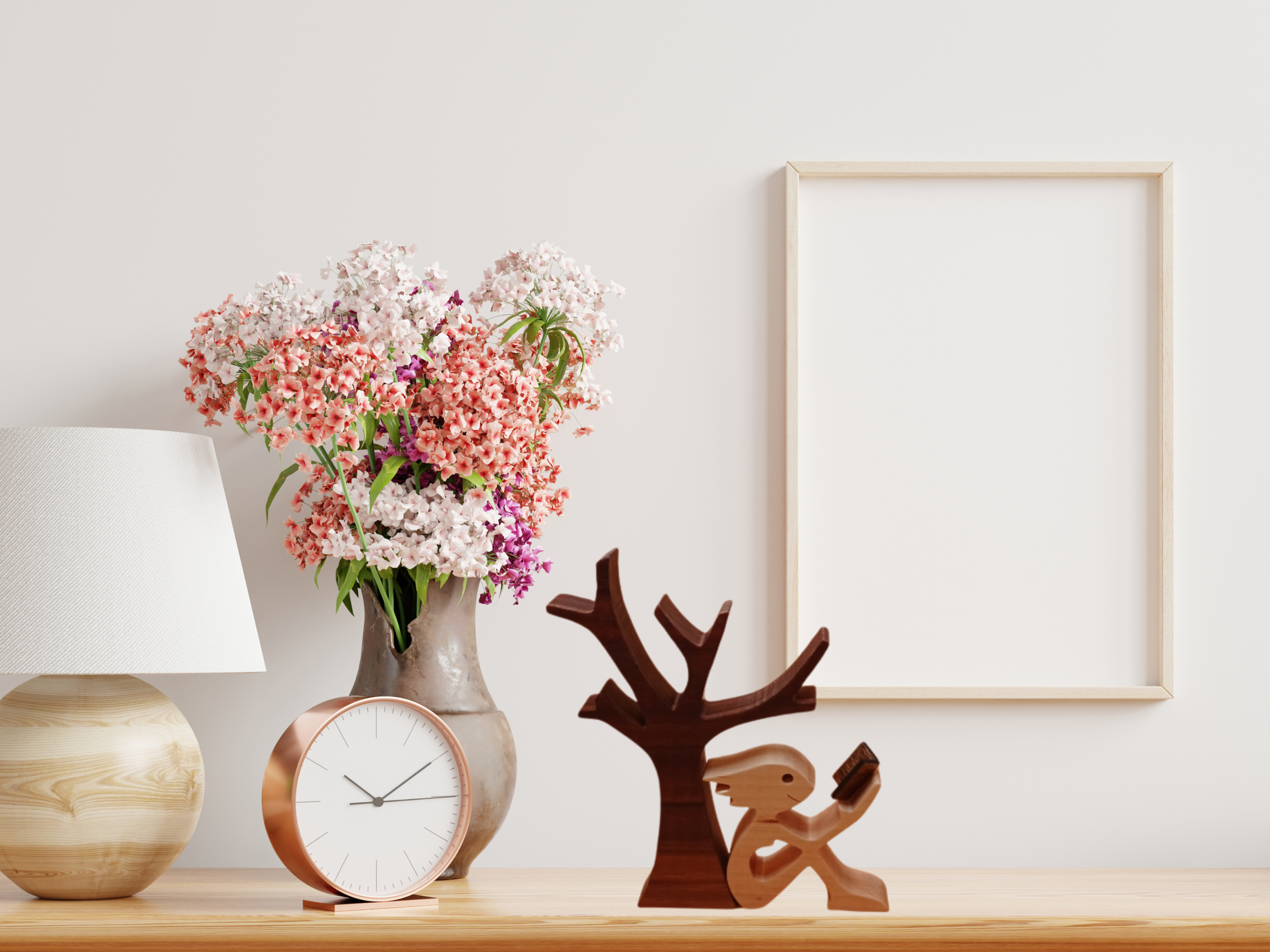 Handcrafted Figurine of a Woman Sitting by a Tree Reading a Book 
