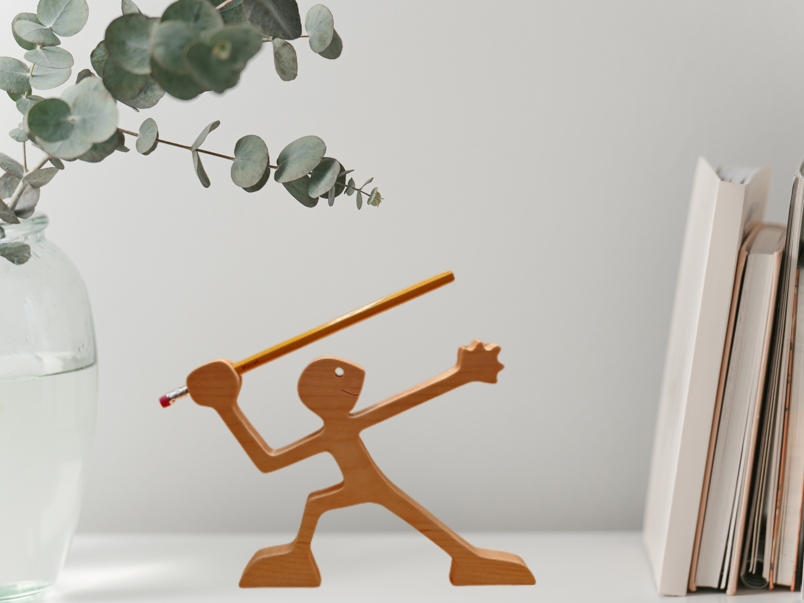 Handcrafted Male Javelin Thrower Wood Figurine