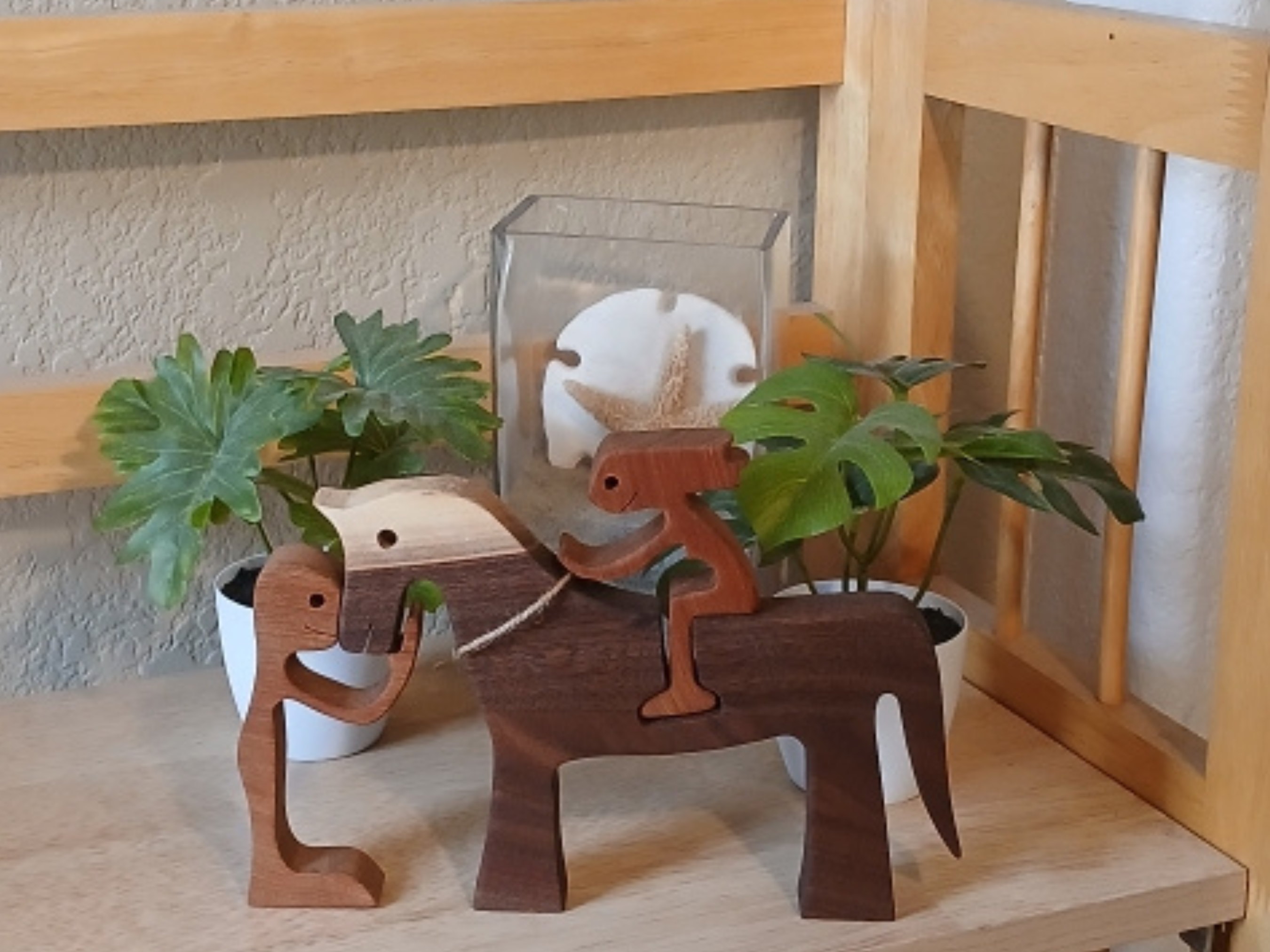 Handcrafted Wooden Horse & Rider