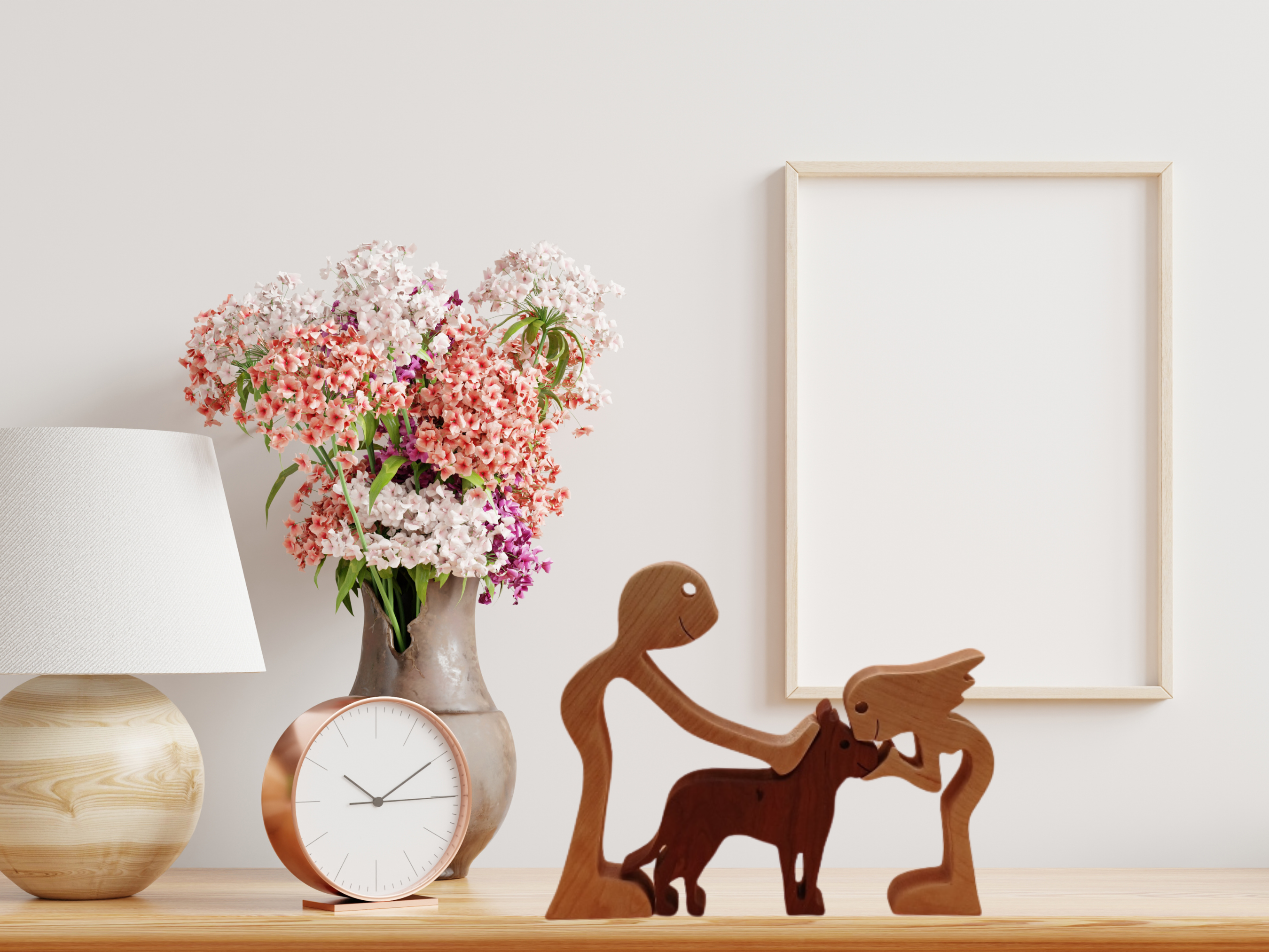 Handcrafted Wooden Dog Lover Figurine