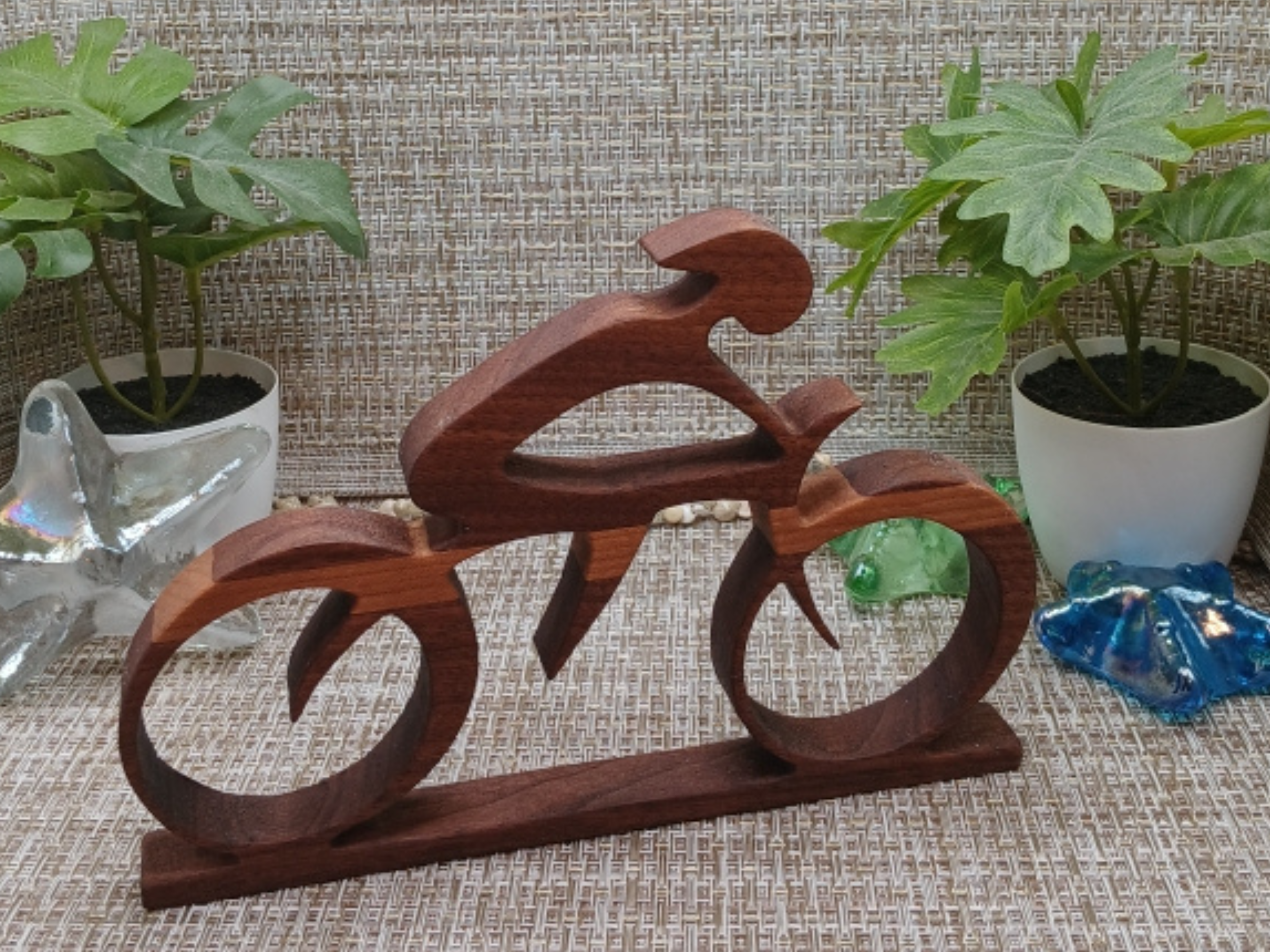 Wooden Cyclist Silhouette