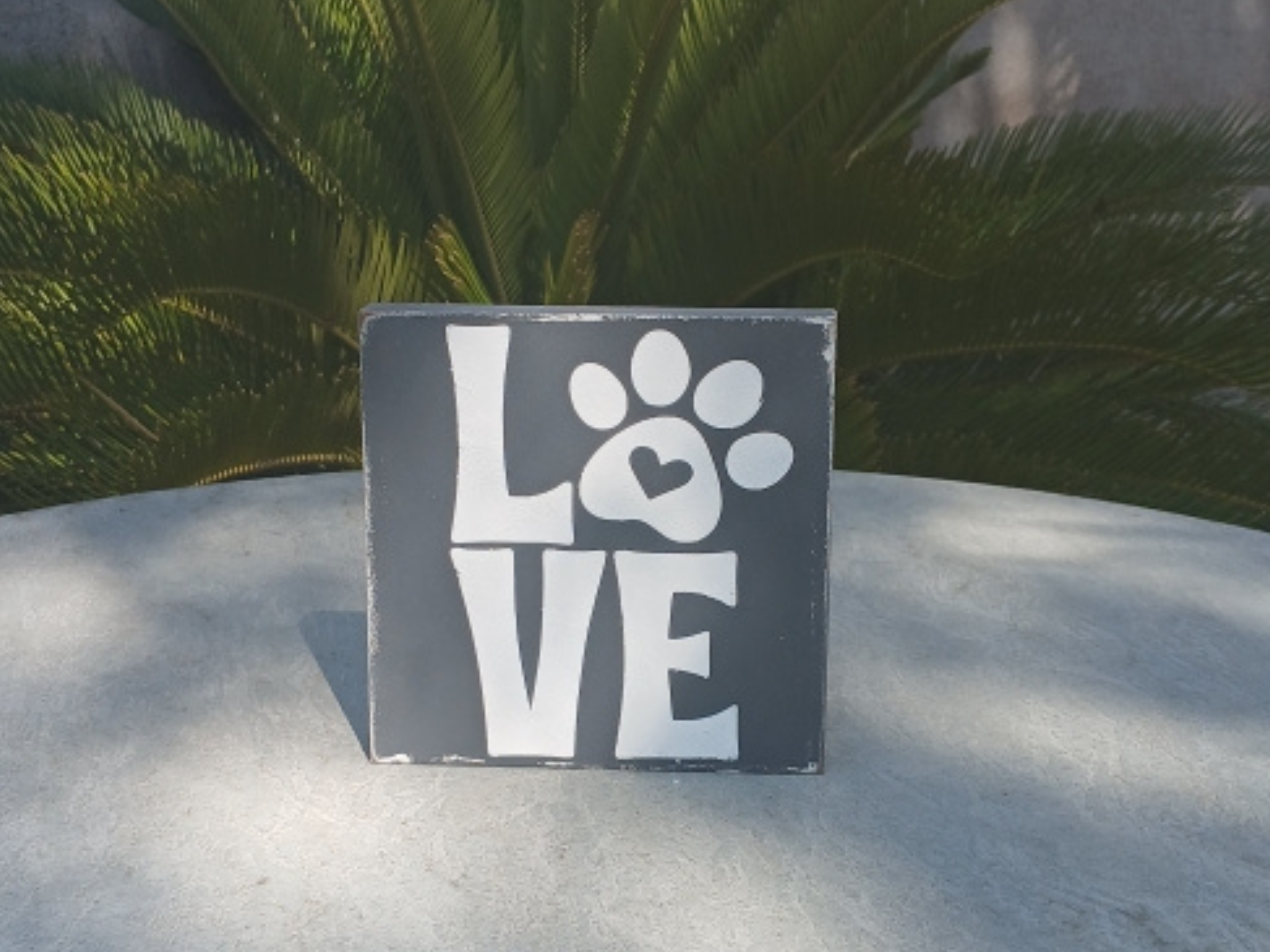 LOVE Paw Print Wooden Sign