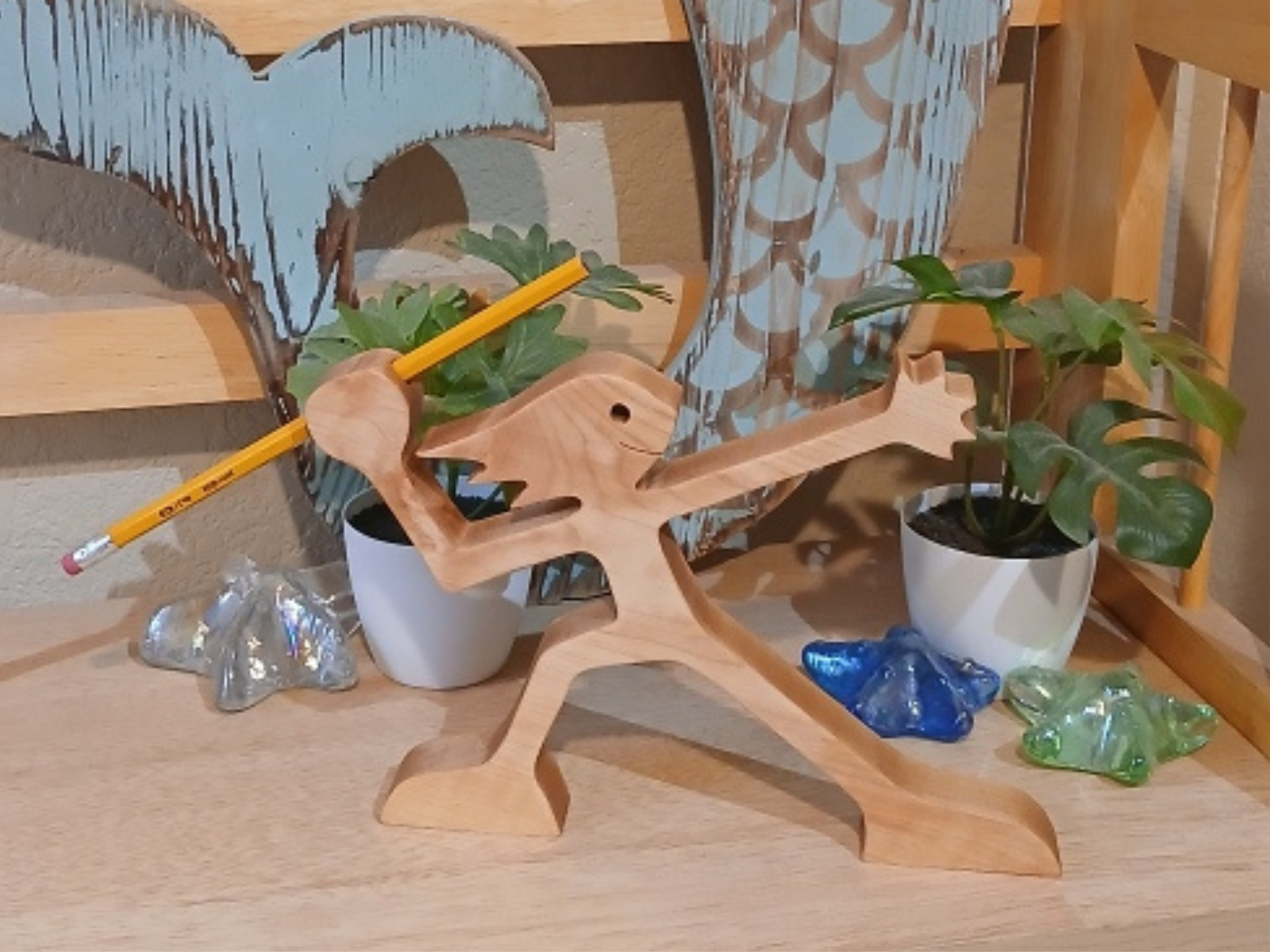 Handcrafted Female Javelin Thrower Wood Figurine