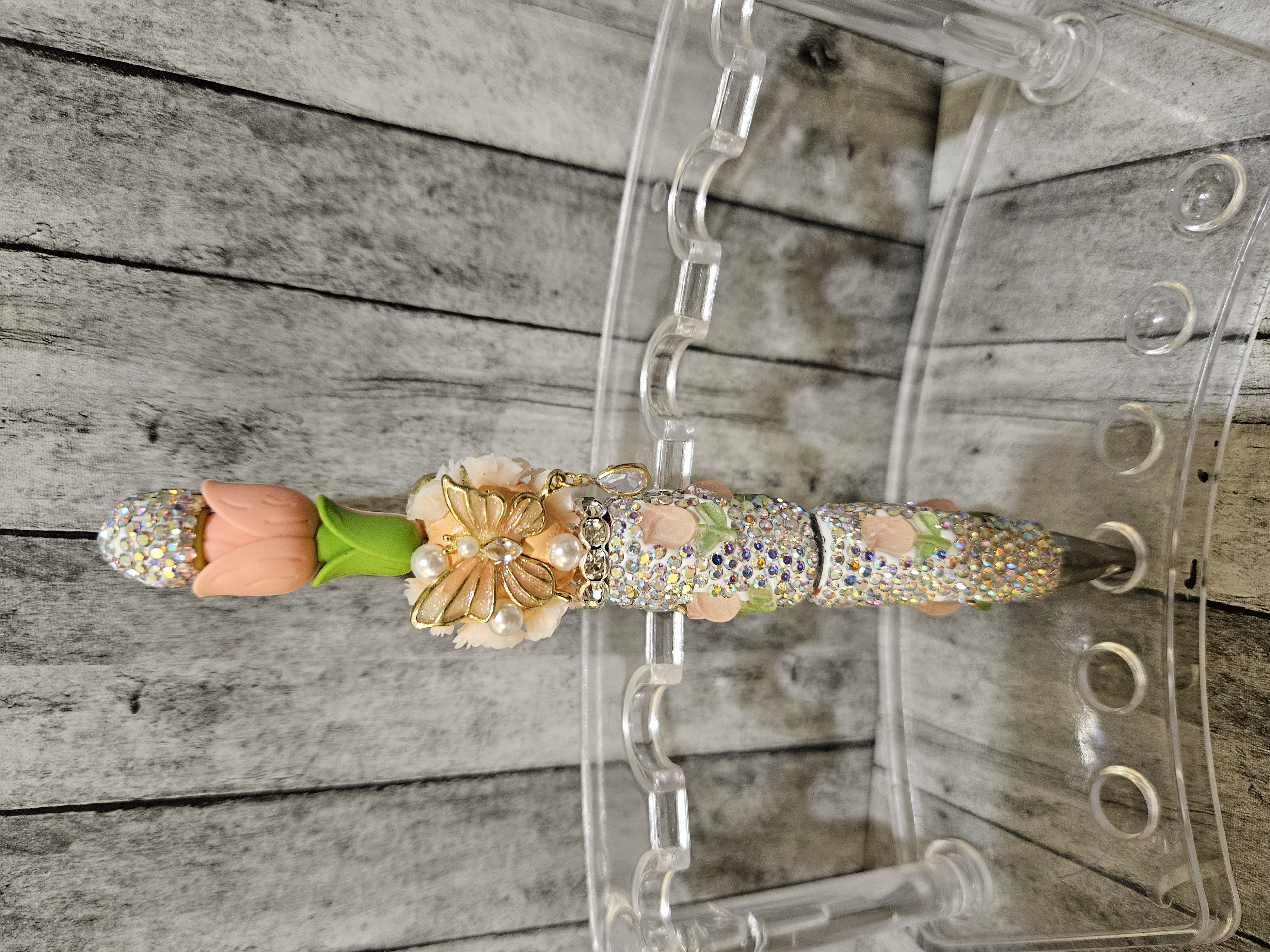 Peach Tulip Bling Pen