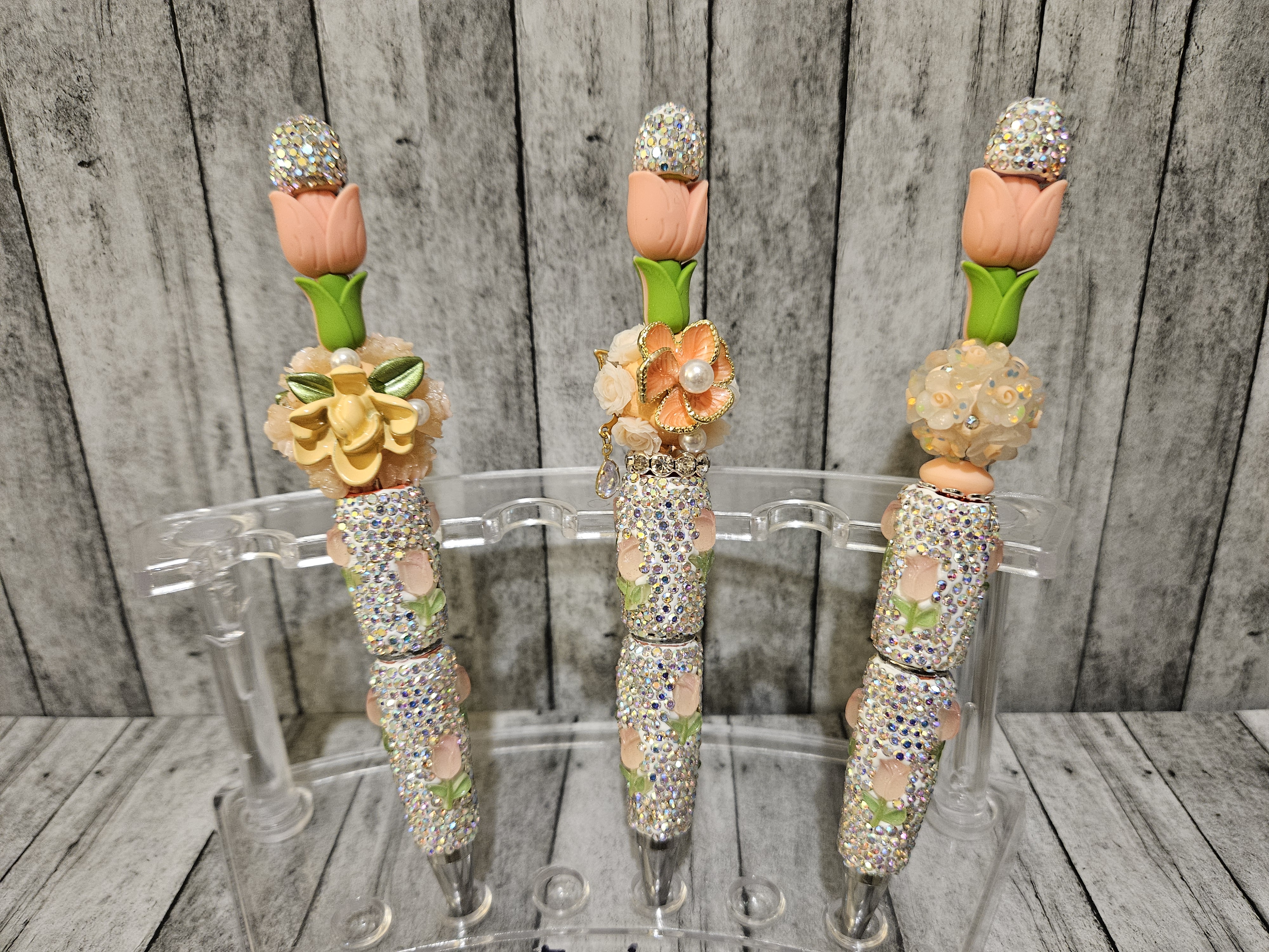 Peach Tulip Bling Pen