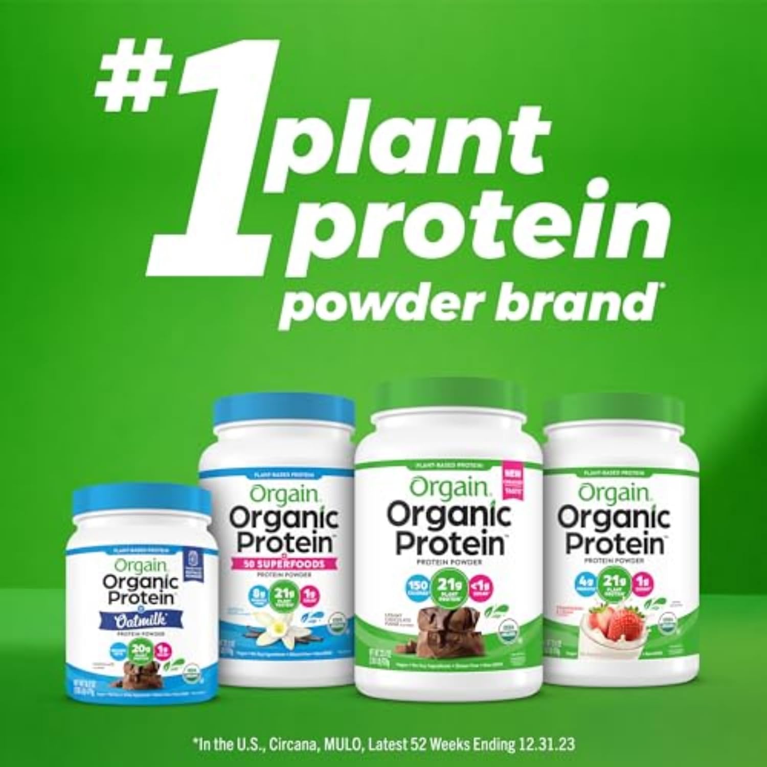 Orgain Organic Vegan Protein Powder, Creamy Chocolate Fudge - 21g Plant Protein, 6g Prebiotic Fiber, Low Net Carb, No Lactose Ingredients, No Added Sugar,...