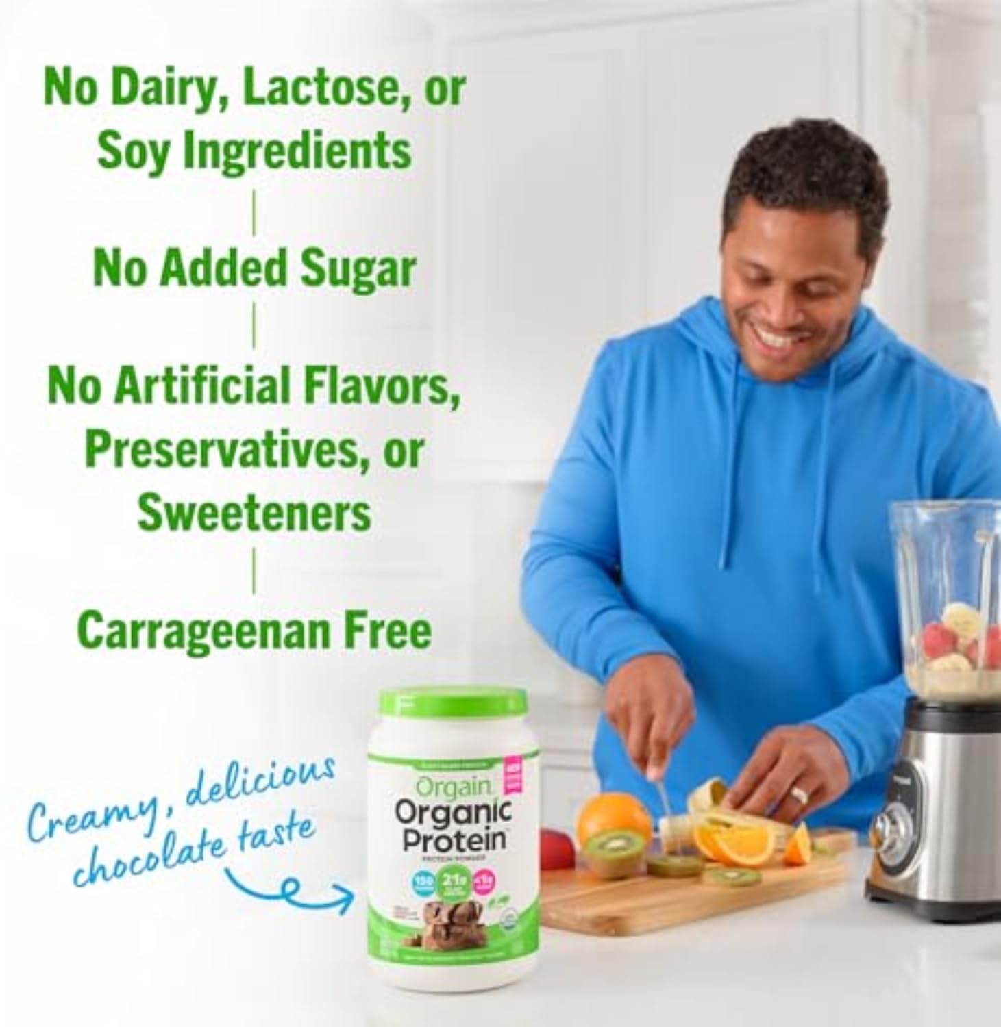 Orgain Organic Vegan Protein Powder, Creamy Chocolate Fudge - 21g Plant Protein, 6g Prebiotic Fiber, Low Net Carb, No Lactose Ingredients, No Added Sugar,...