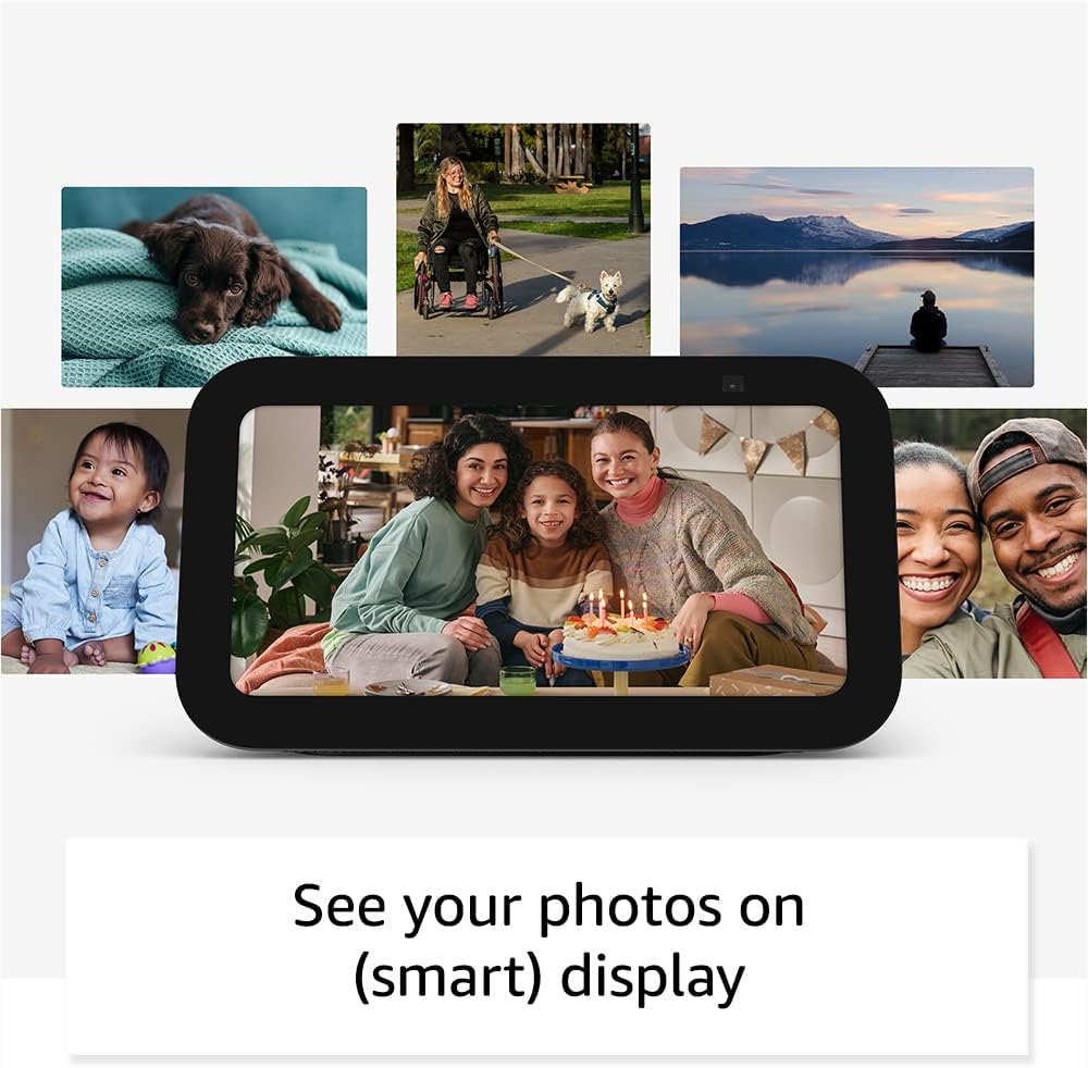 Amazon Echo Show 5 (newest model), Smart display with 2x the bass and clearer sound, Charcoal