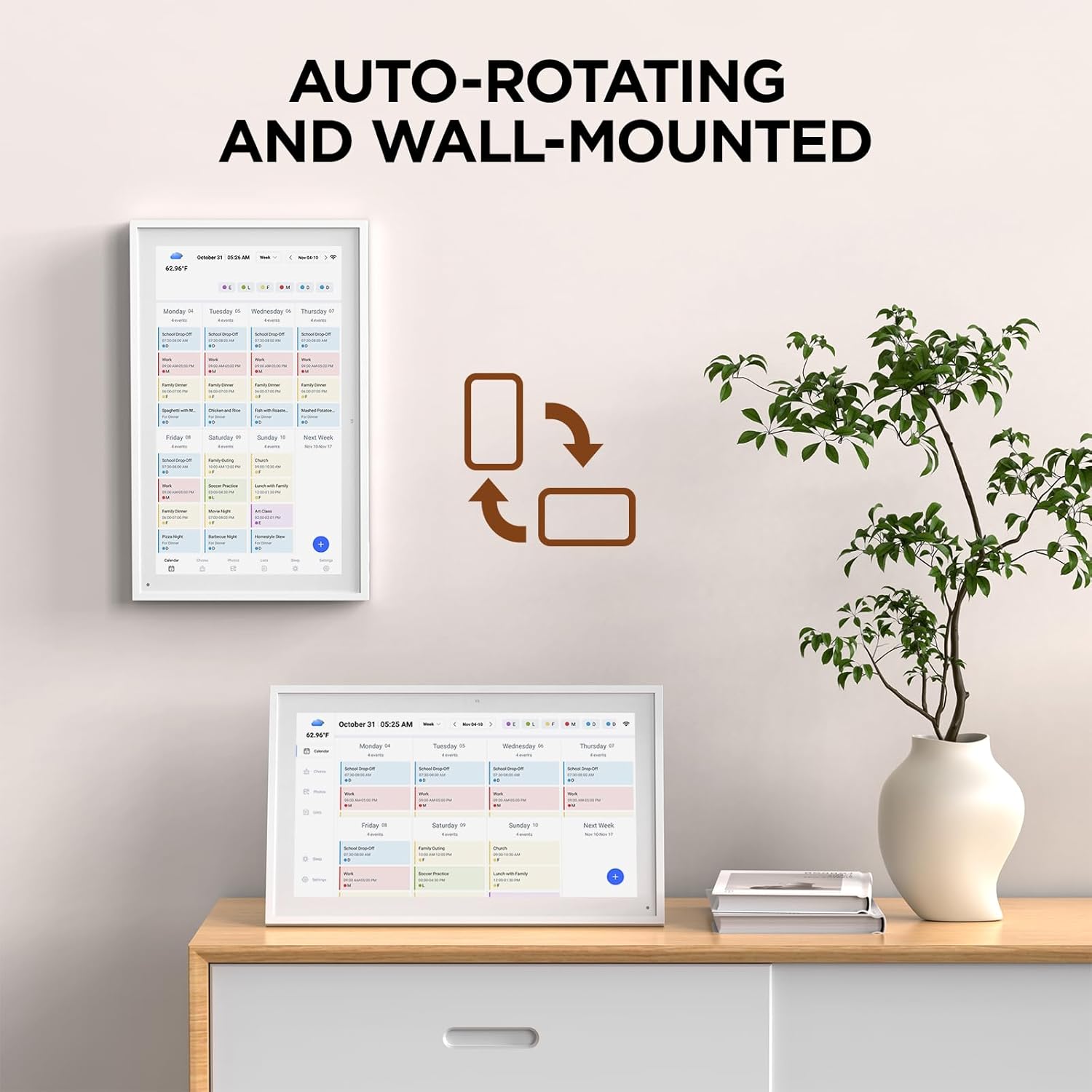 Calender 15.6" HD Digital Calender, Chore Chart,Smart Touchscreen Interactive Display for Family Schedules -Built-in Digital Picture Frame Function(15.6" white)