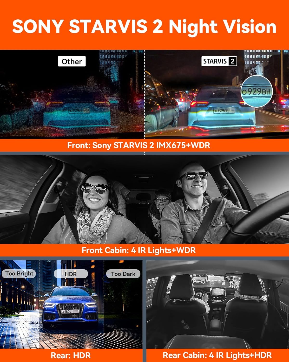 Vantrue N5 4 Channel WiFi 360° All Sides Dash Cam, STARVIS 2, IR Night Vision, 2.7K+1080P*3 Front Rear Inside Dashcam, Voice Control, GPS, 24 Hours Buffered Parking Mode Dash Camera, Support 512GB Max