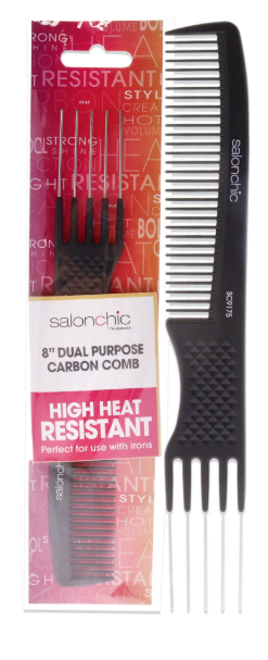 SalonChic Dual Purpose Carbon Comb High Heat Resistant 8 , 1 Pc Comb