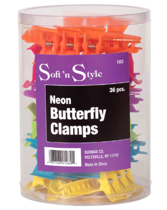 Soft ’n Style Butterfly Clamps, Wide, Neon - 3-1/4"