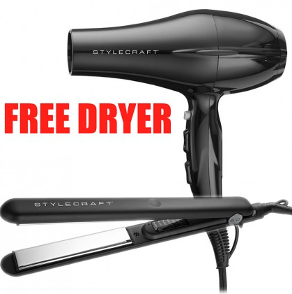 Stylecraft Stay-Temp Flat Iron w/ FREE Turbo Dryer