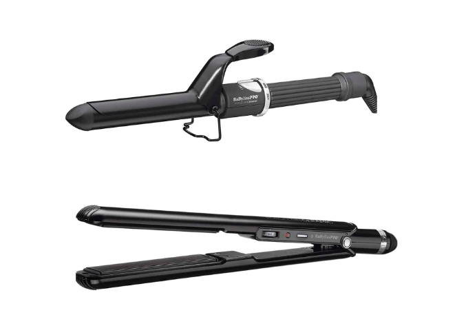 BaBylissPRO Porcelain Ceramic 1" Straightening Iron & 1¼" Spring Curling Iron Gift Set